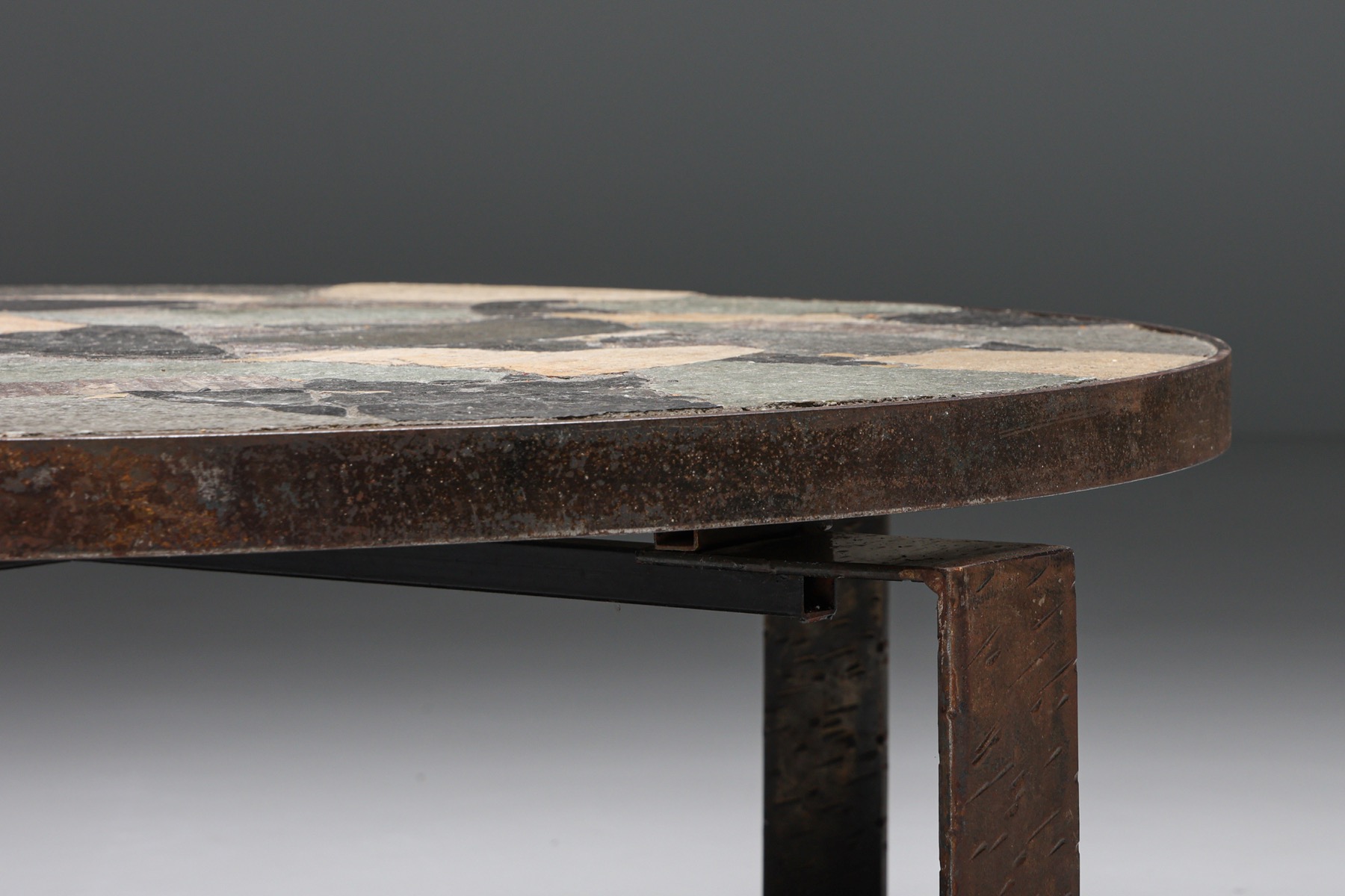 Round Mosaic Stone Coffee Table - 1950's