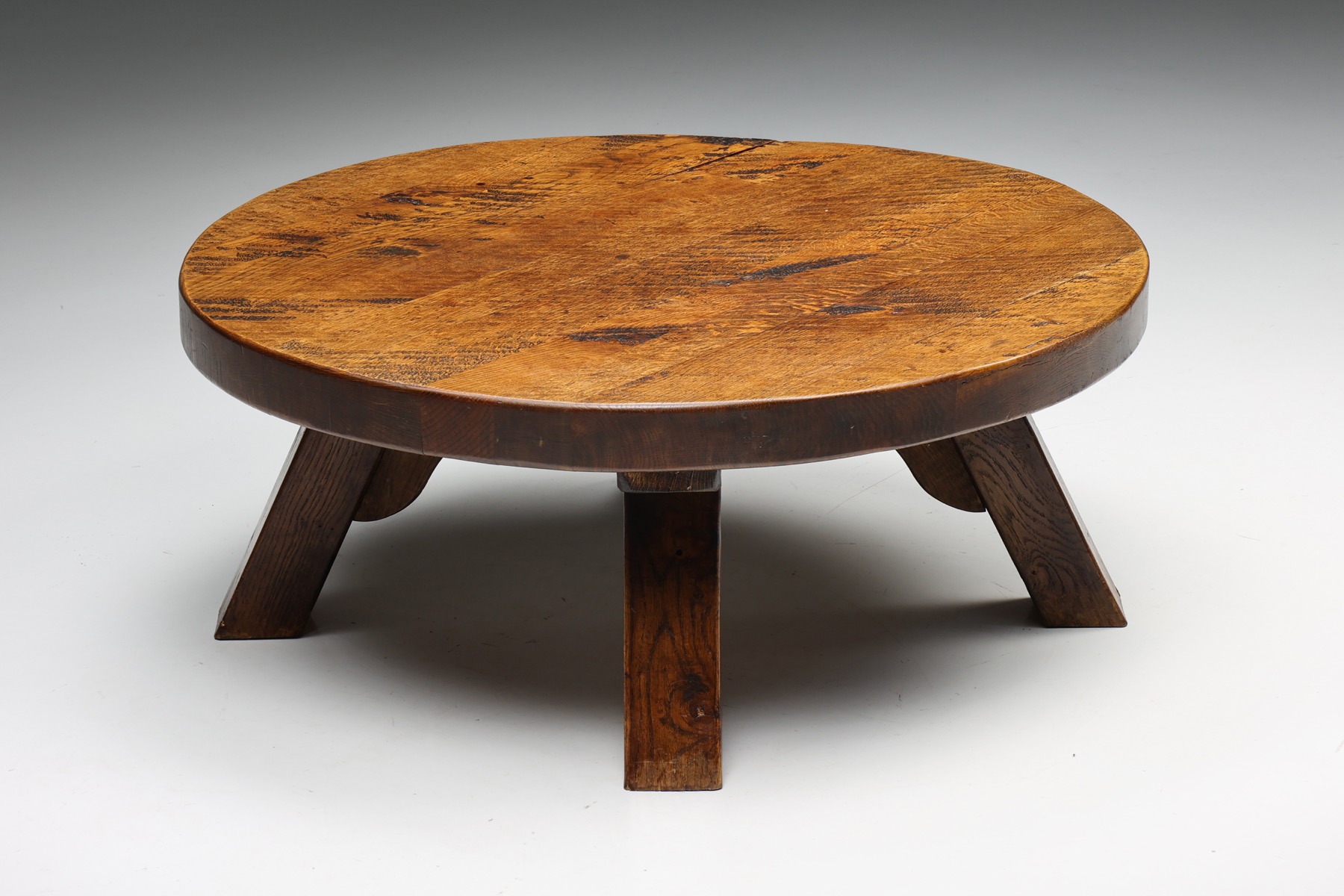 Round Wabi-Sabi Rustic Coffee Table - 1940s