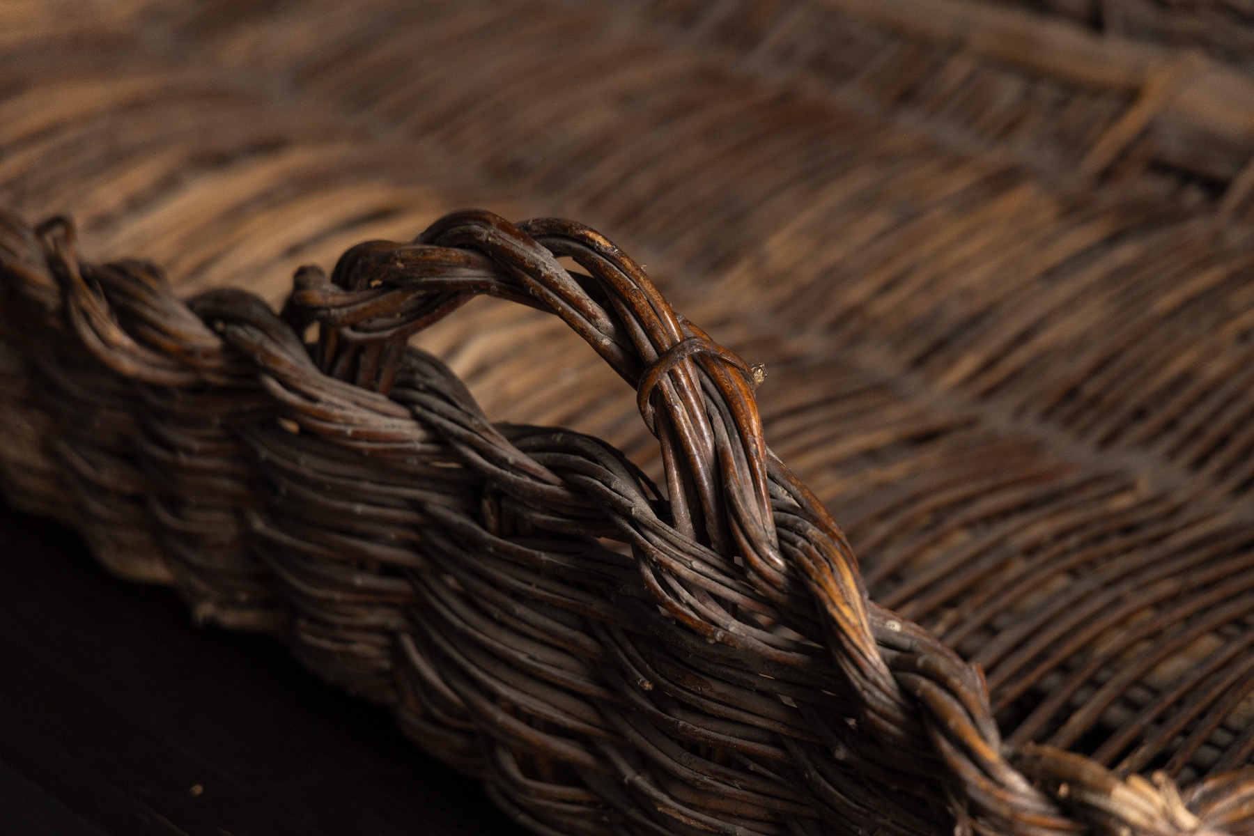 Rural Handwoven Wicker Drying Basket - 19th Century