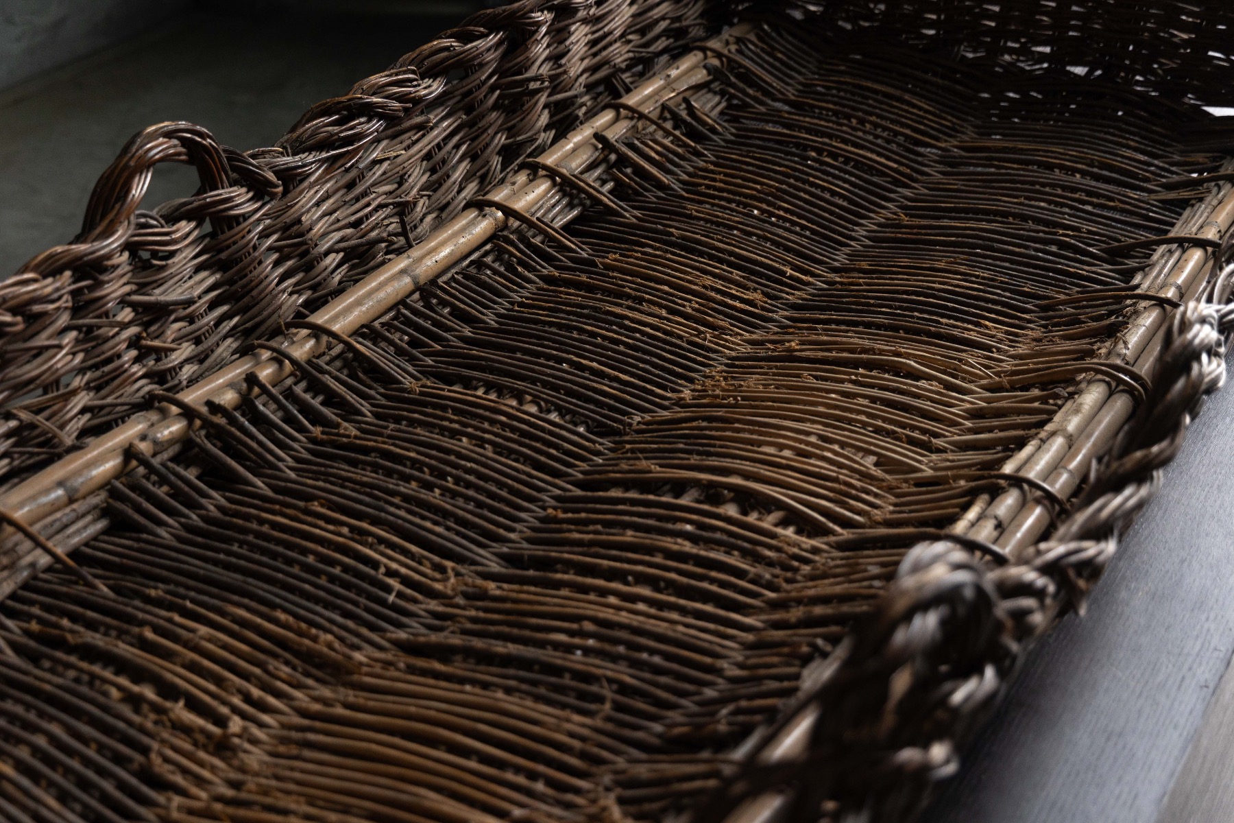 Rural Handwoven Wicker Drying Basket - 19th Century