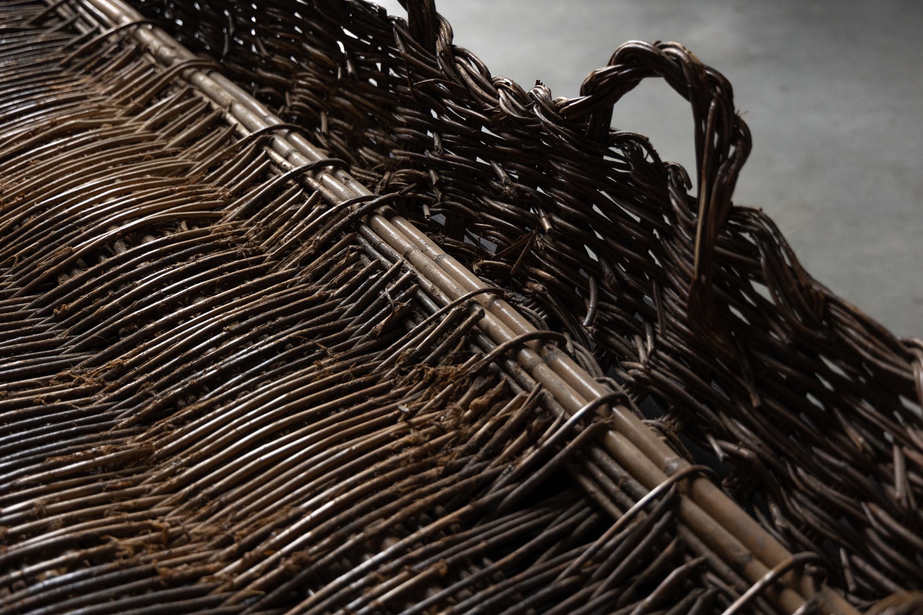 Rural Handwoven Wicker Drying Basket - 19th Century