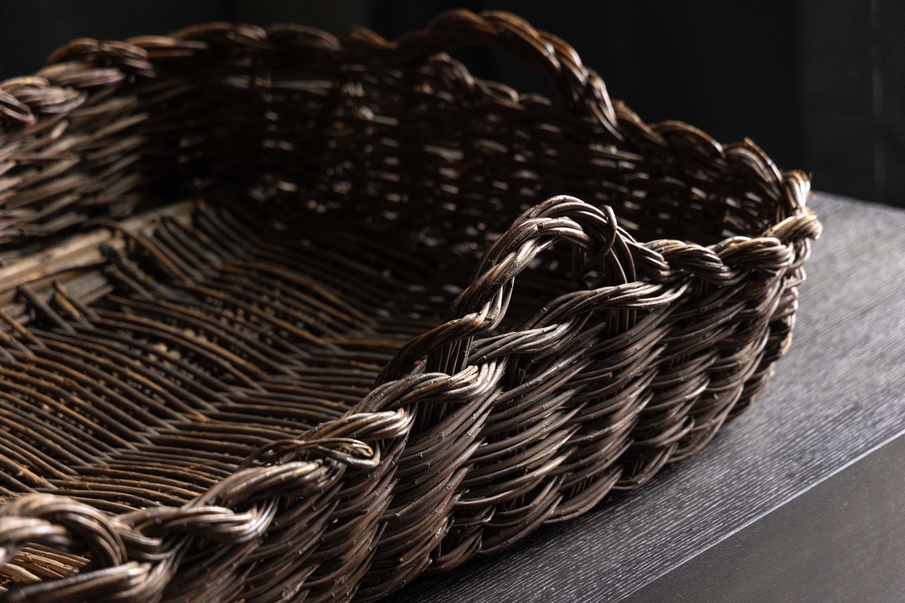 Rural Handwoven Wicker Drying Basket - 19th Century