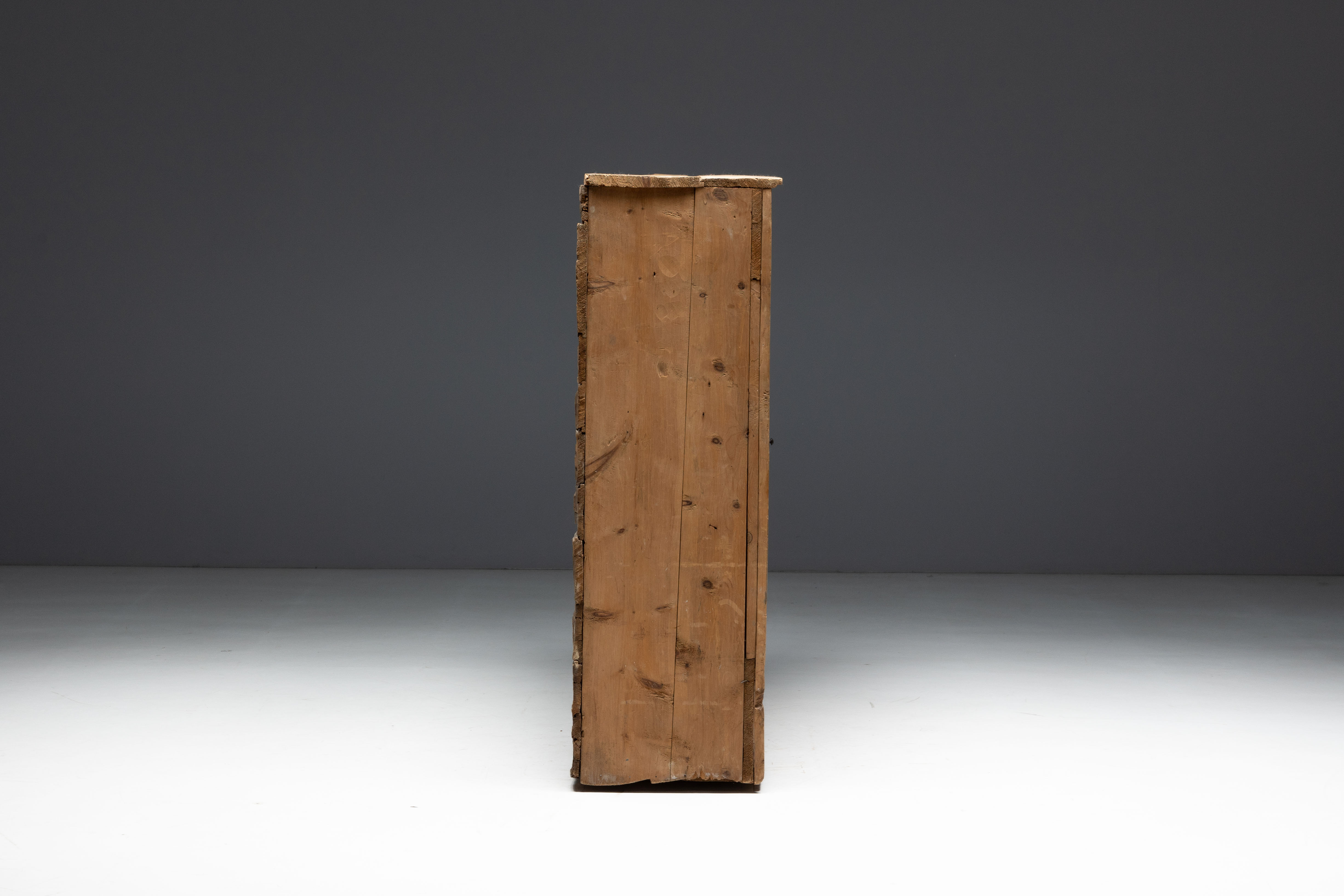  Rustic Alpine Folk Art Pine Cupboard - Circa 1800 