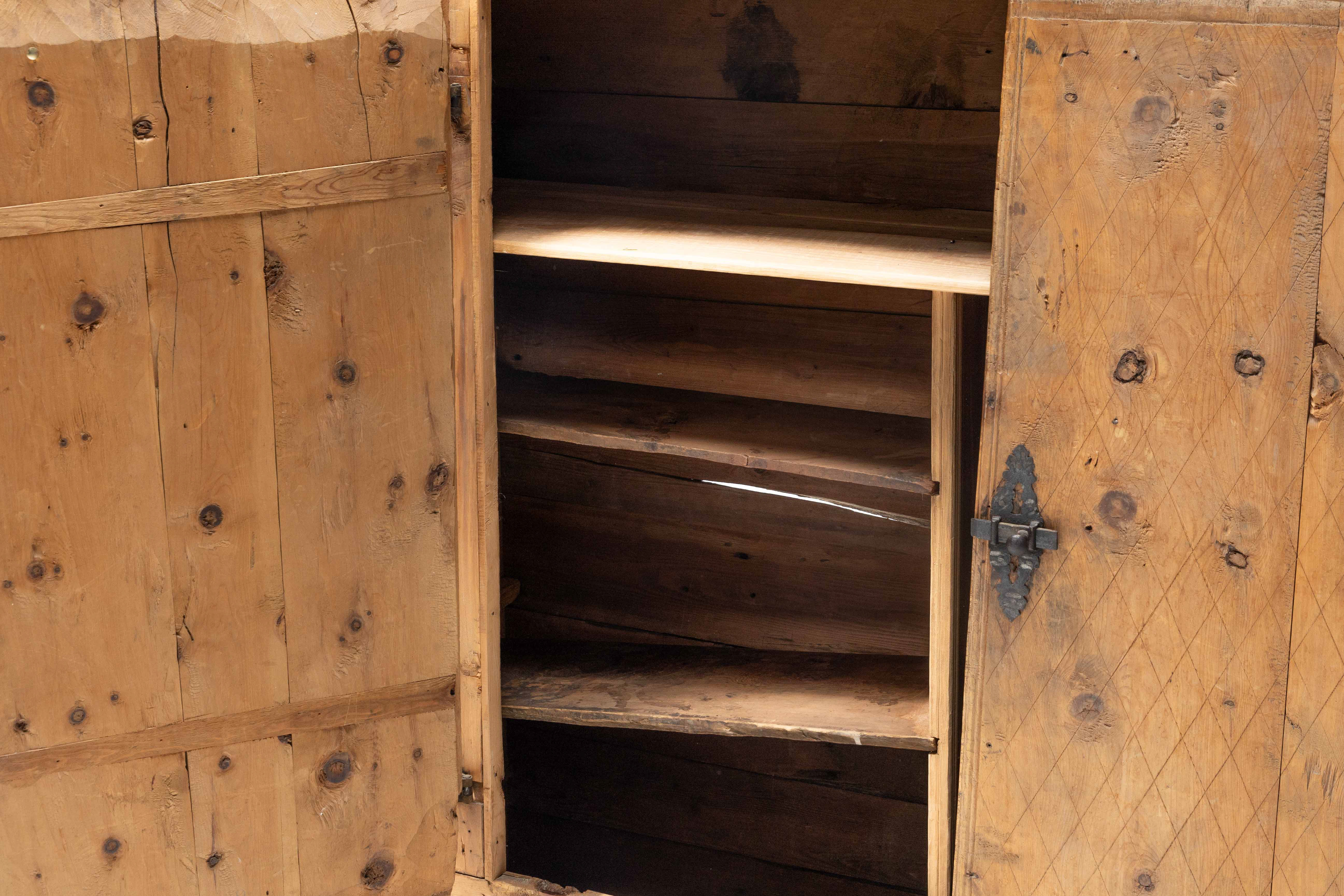  Rustic Alpine Folk Art Pine Cupboard - Circa 1800 