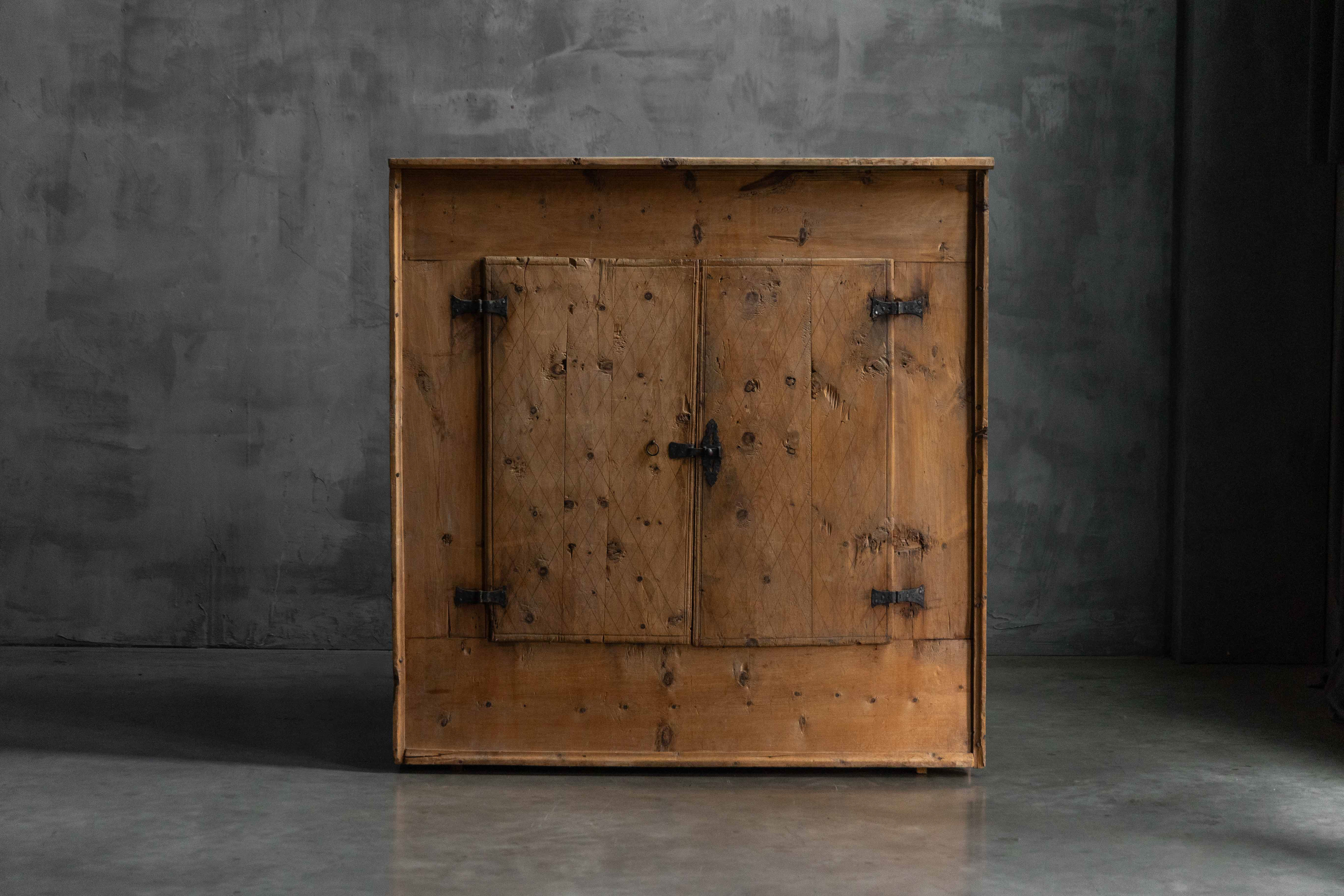  Rustic Alpine Folk Art Pine Cupboard - Circa 1800 