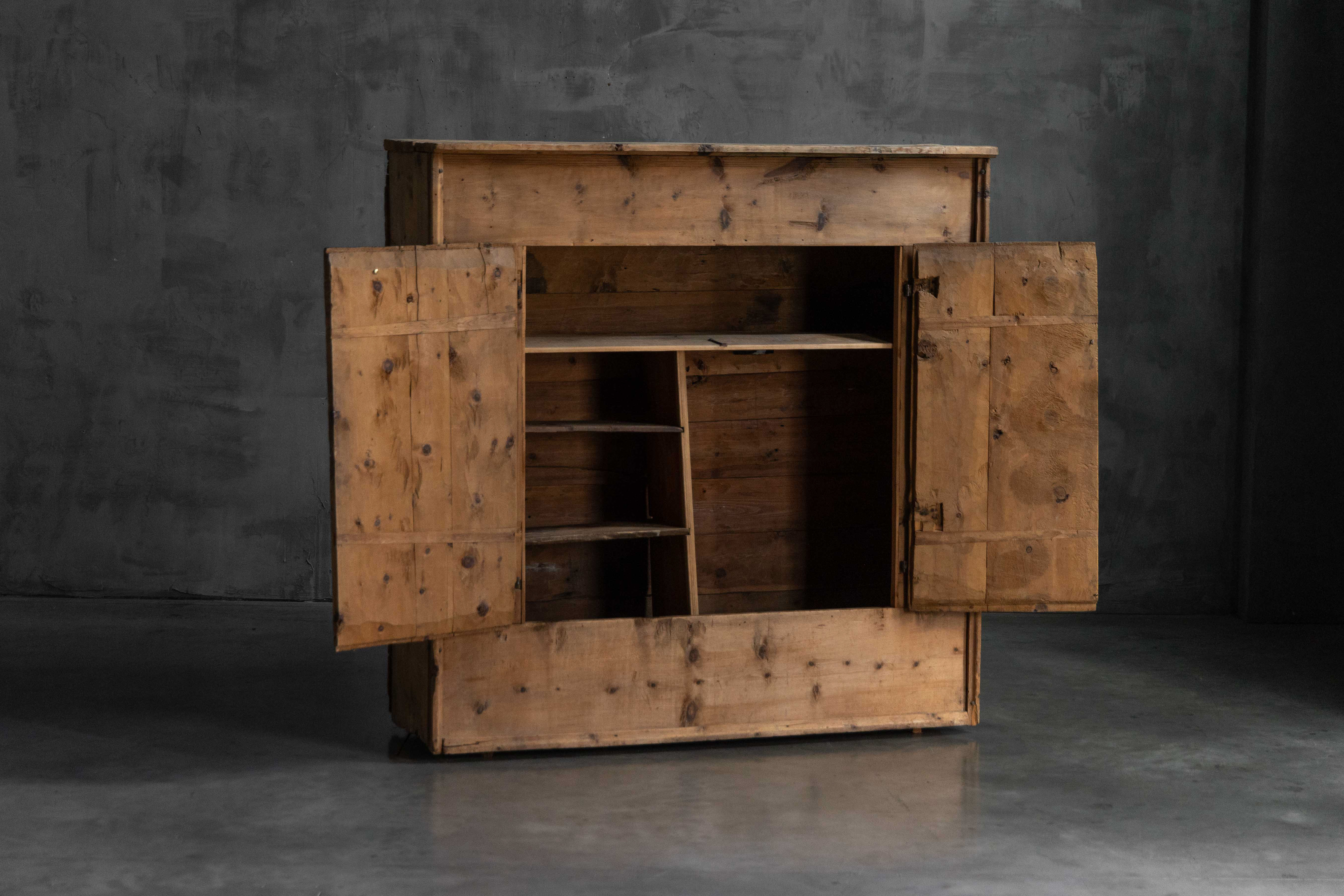  Rustic Alpine Folk Art Pine Cupboard - Circa 1800 