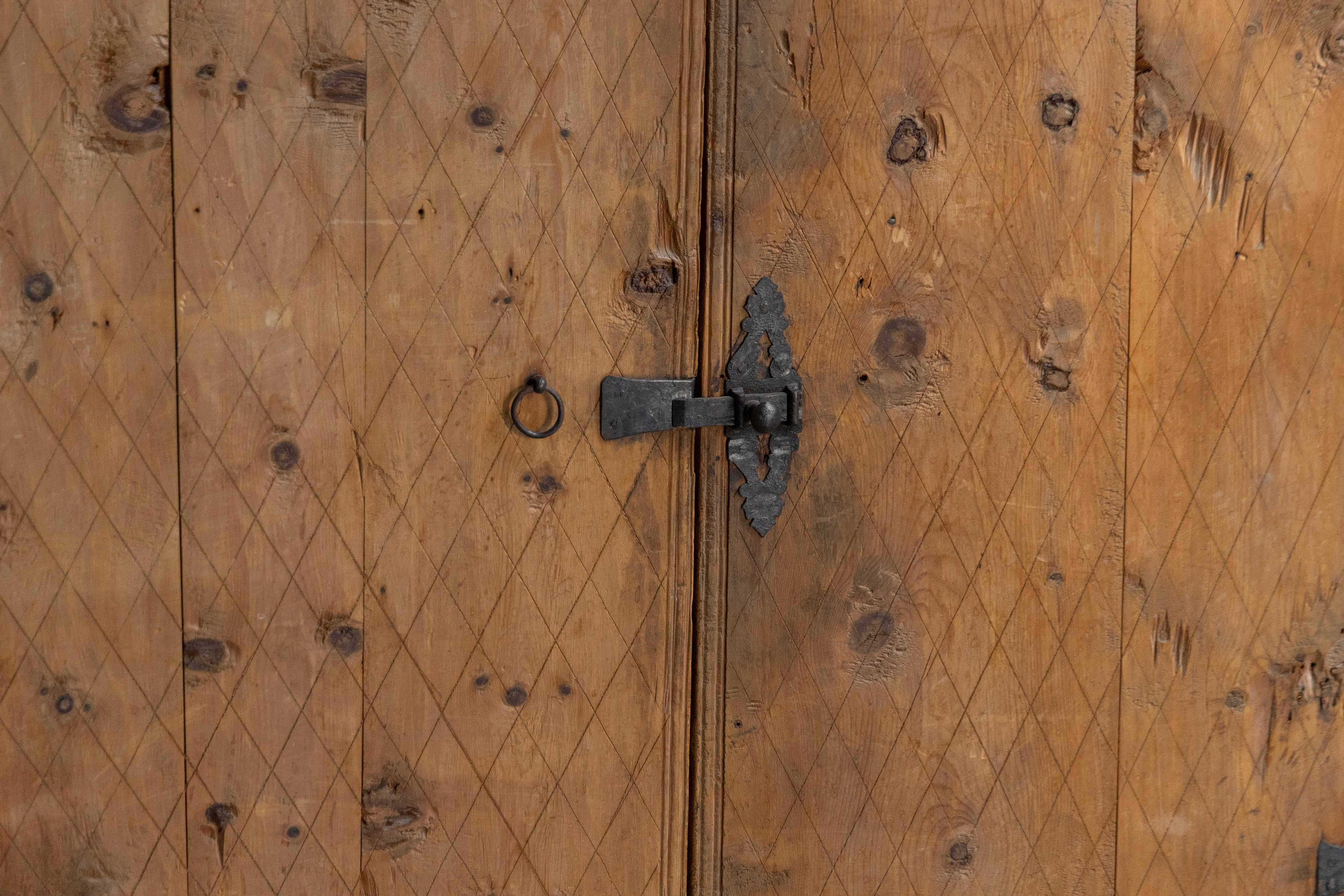  Rustic Alpine Folk Art Pine Cupboard - Circa 1800 