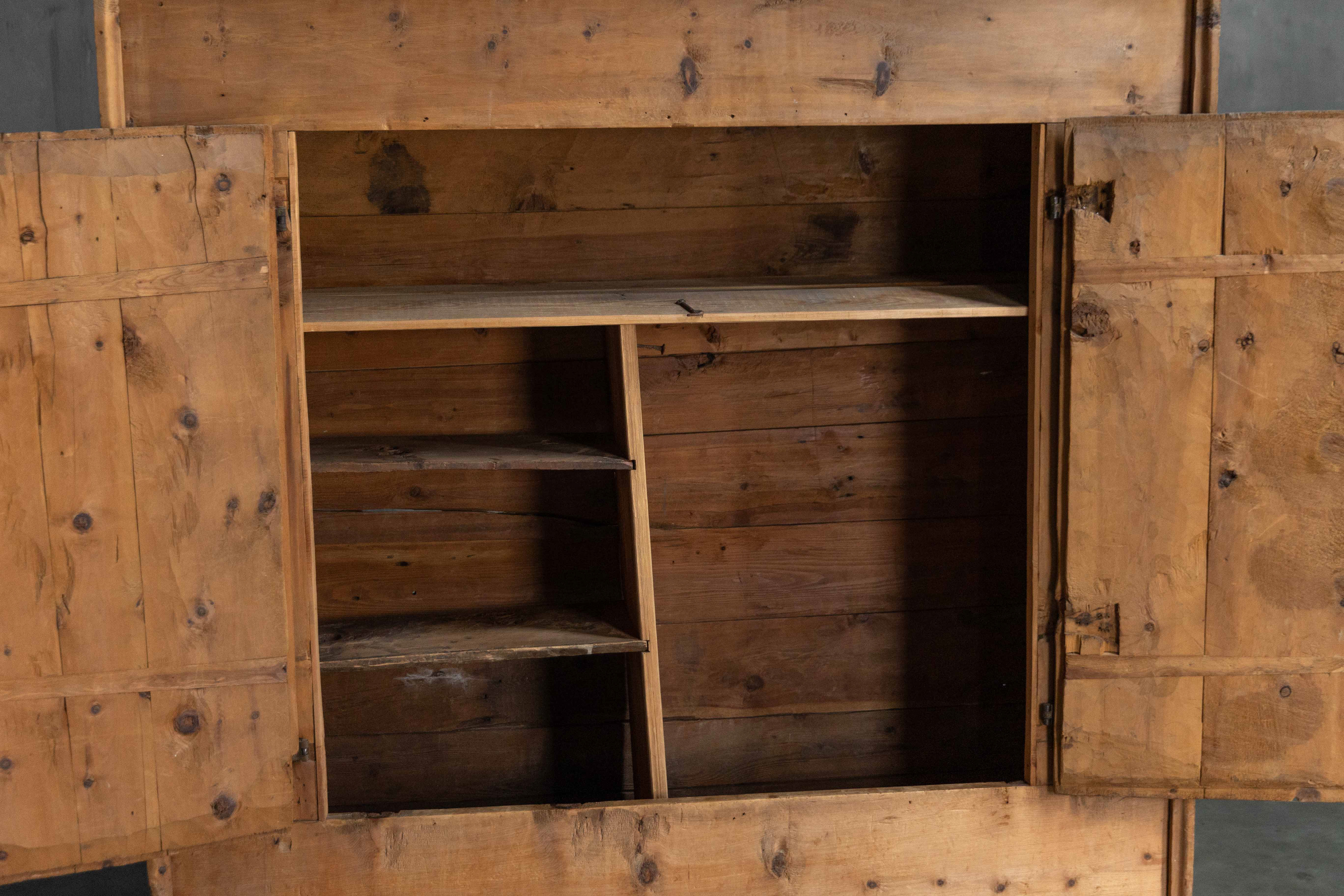  Rustic Alpine Folk Art Pine Cupboard - Circa 1800 
