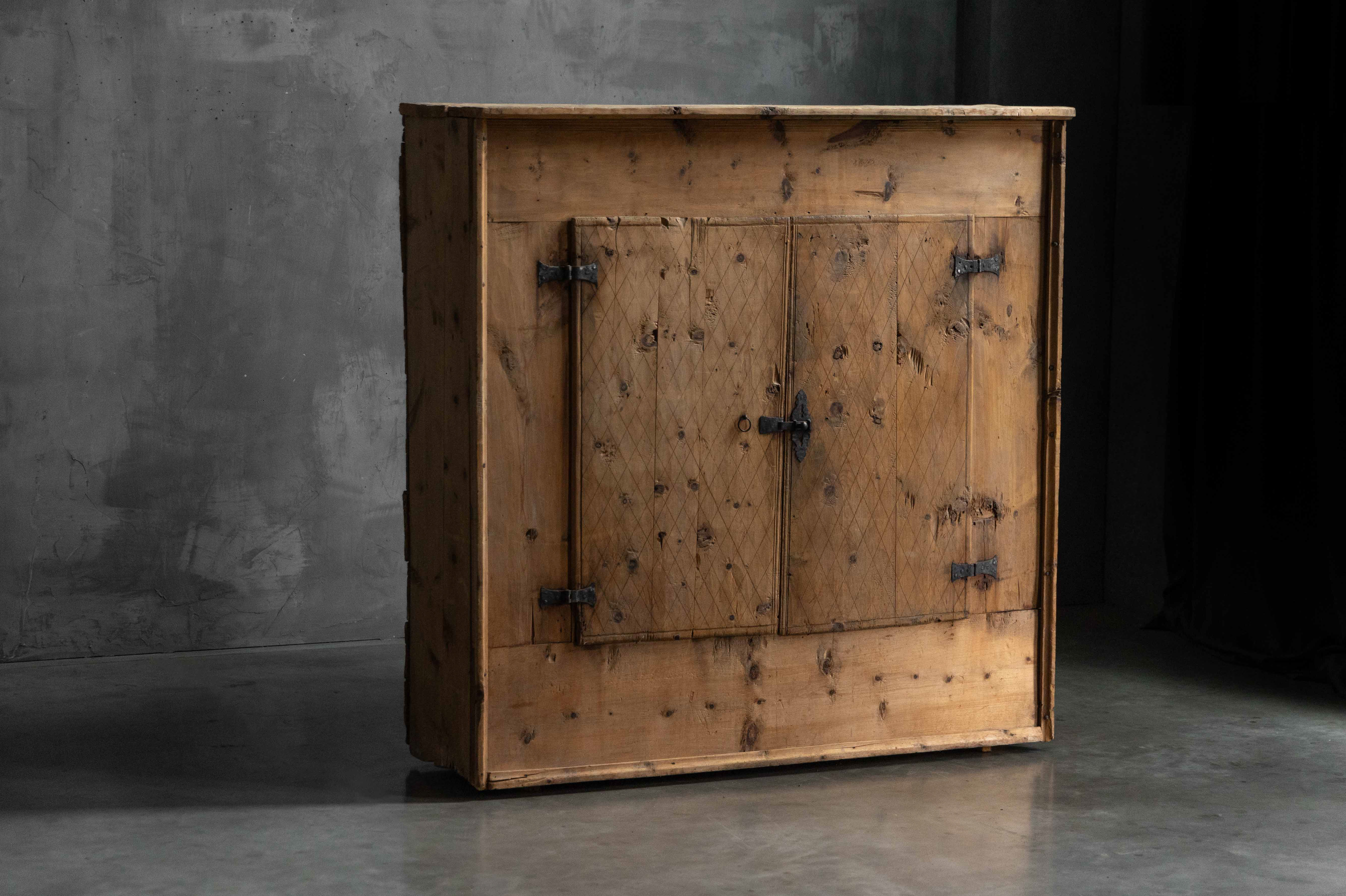  Rustic Alpine Folk Art Pine Cupboard - Circa 1800 