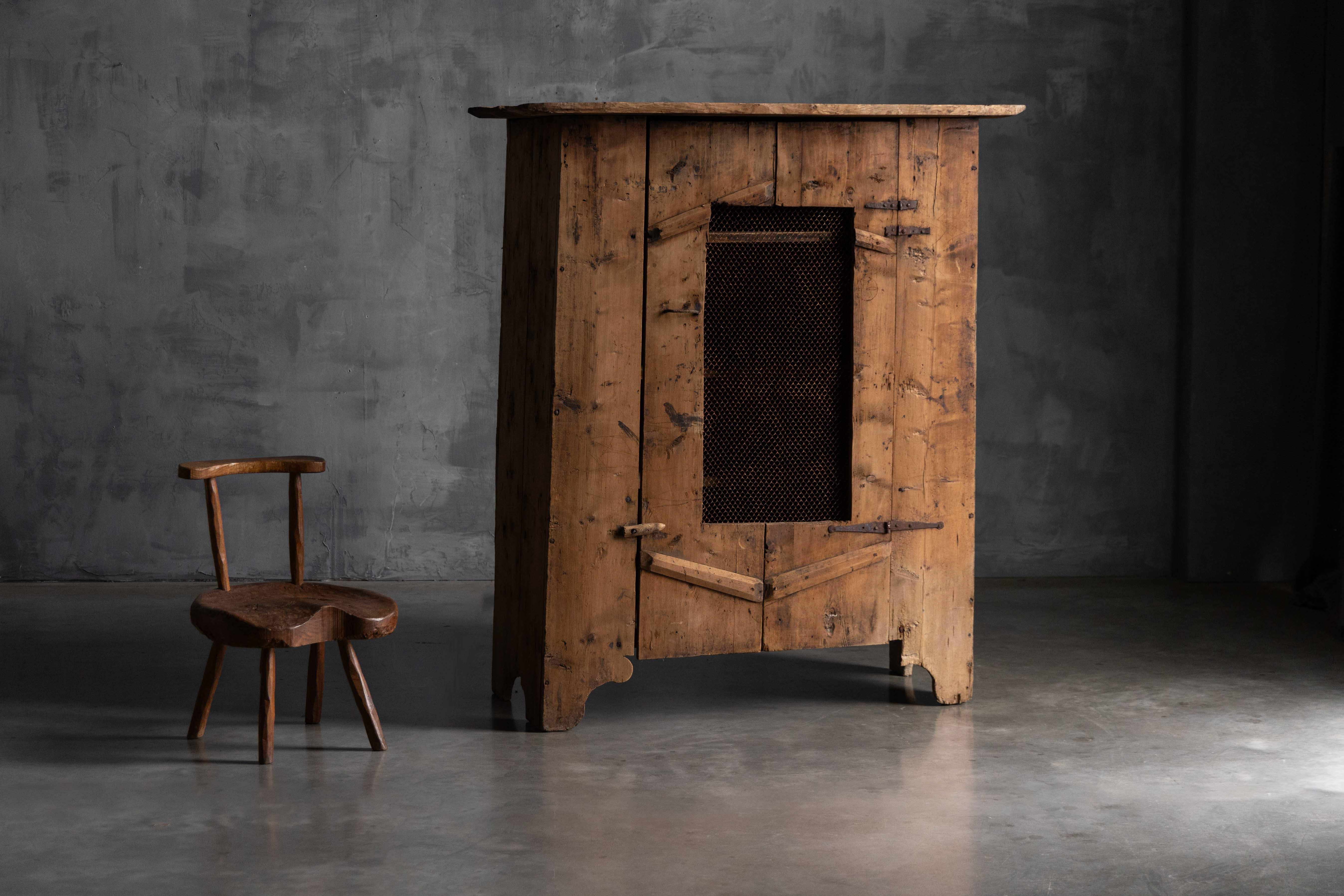 Rustic Art Populaire Wooden Cabinet, France - 19th Century