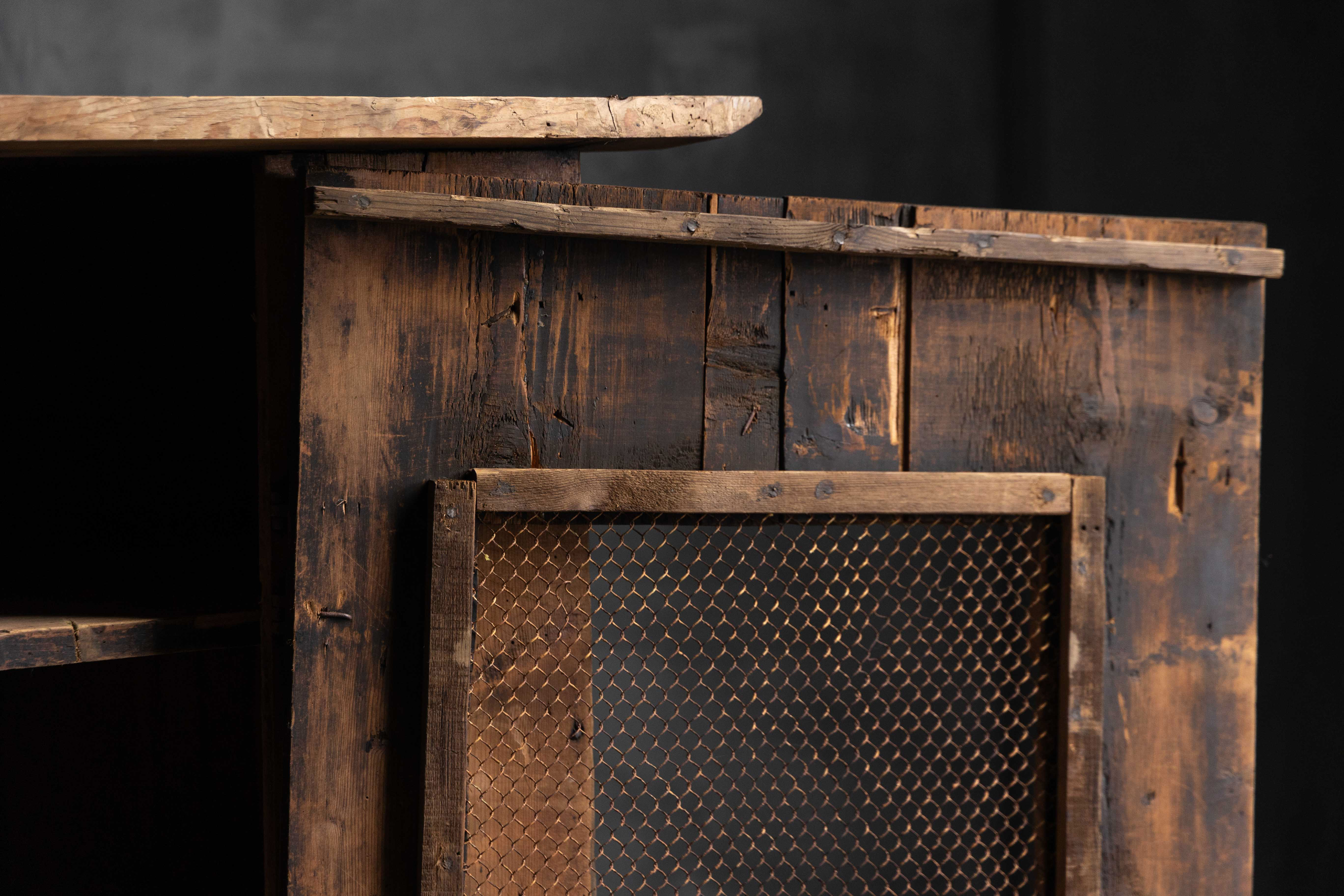 Rustic Art Populaire Wooden Cabinet, France - 19th Century