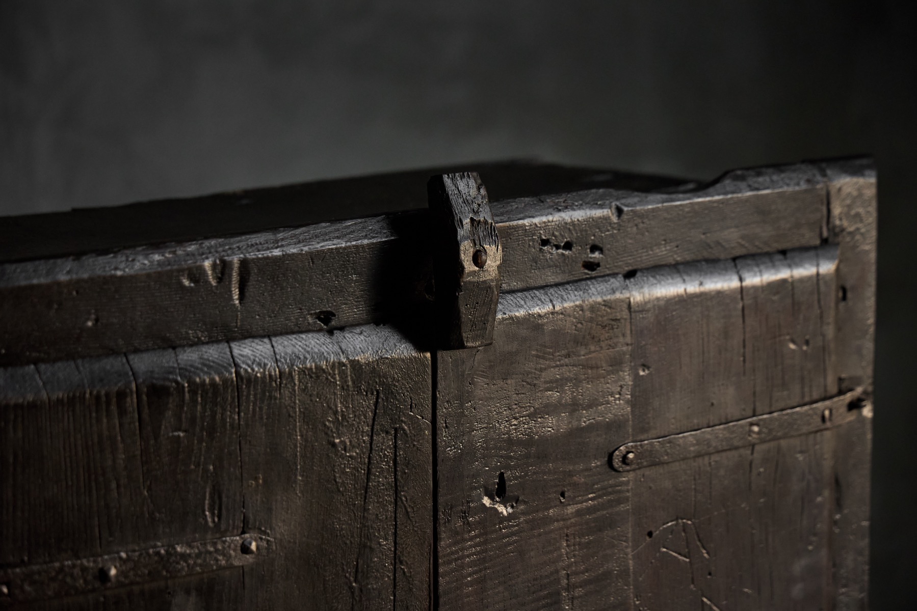 Rustic Brutalist Cabinet in Reclaimed Wood, France - 20th Century