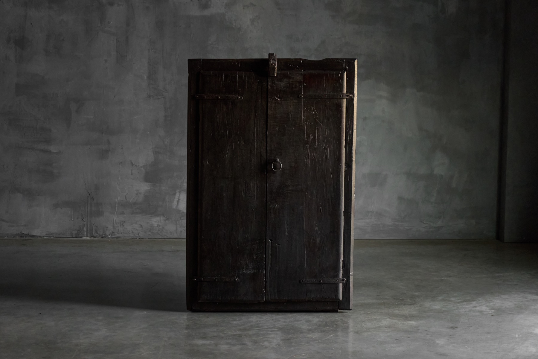 Rustic Brutalist Cabinet in Reclaimed Wood, France - 20th Century