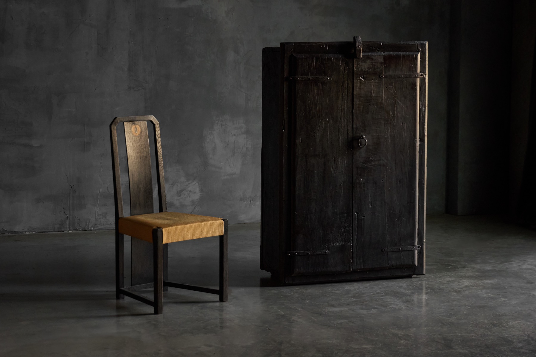 Rustic Brutalist Cabinet in Reclaimed Wood, France - 20th Century