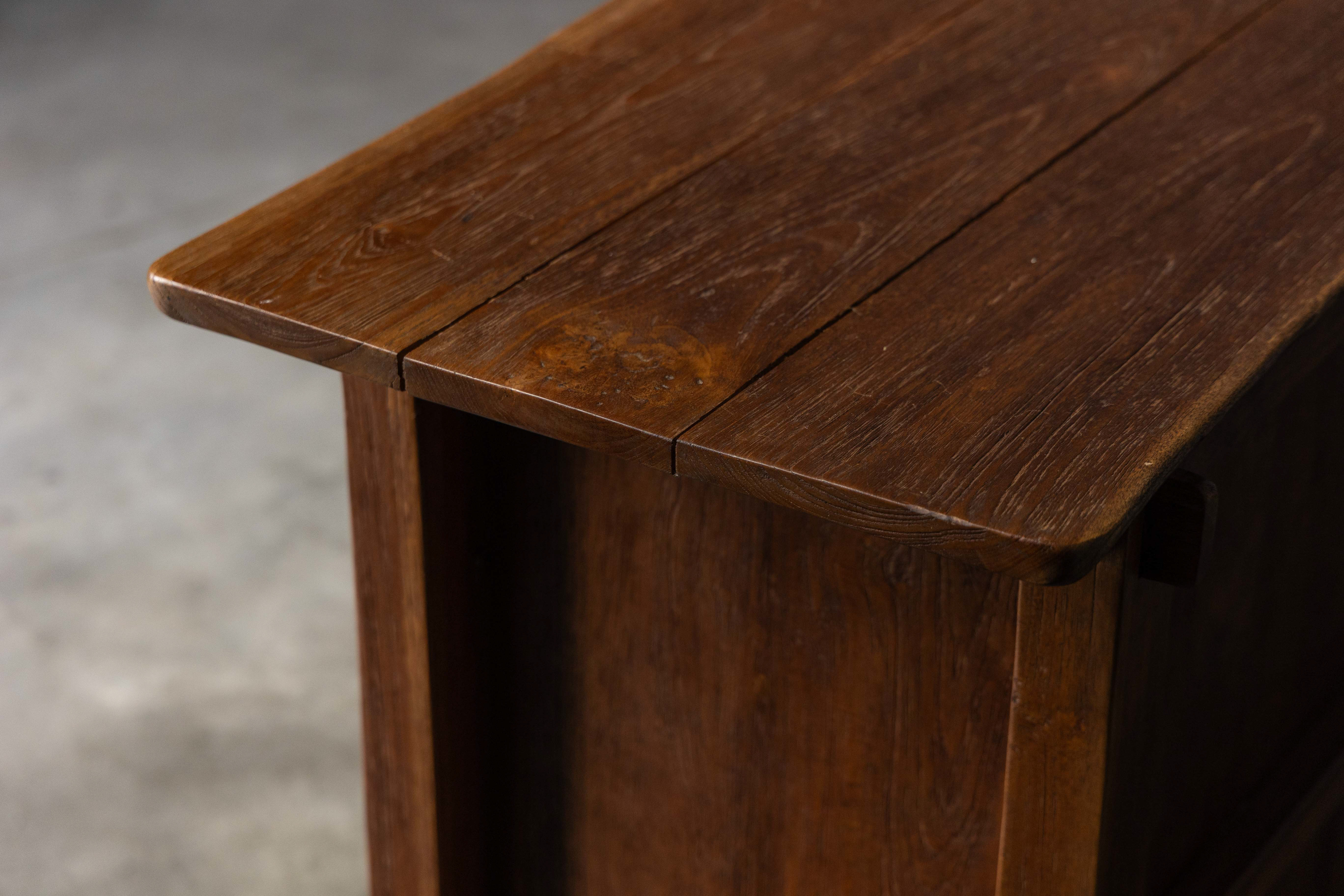 Rustic Brutalist Elm Enfilade, Europe - Mid-20th Century