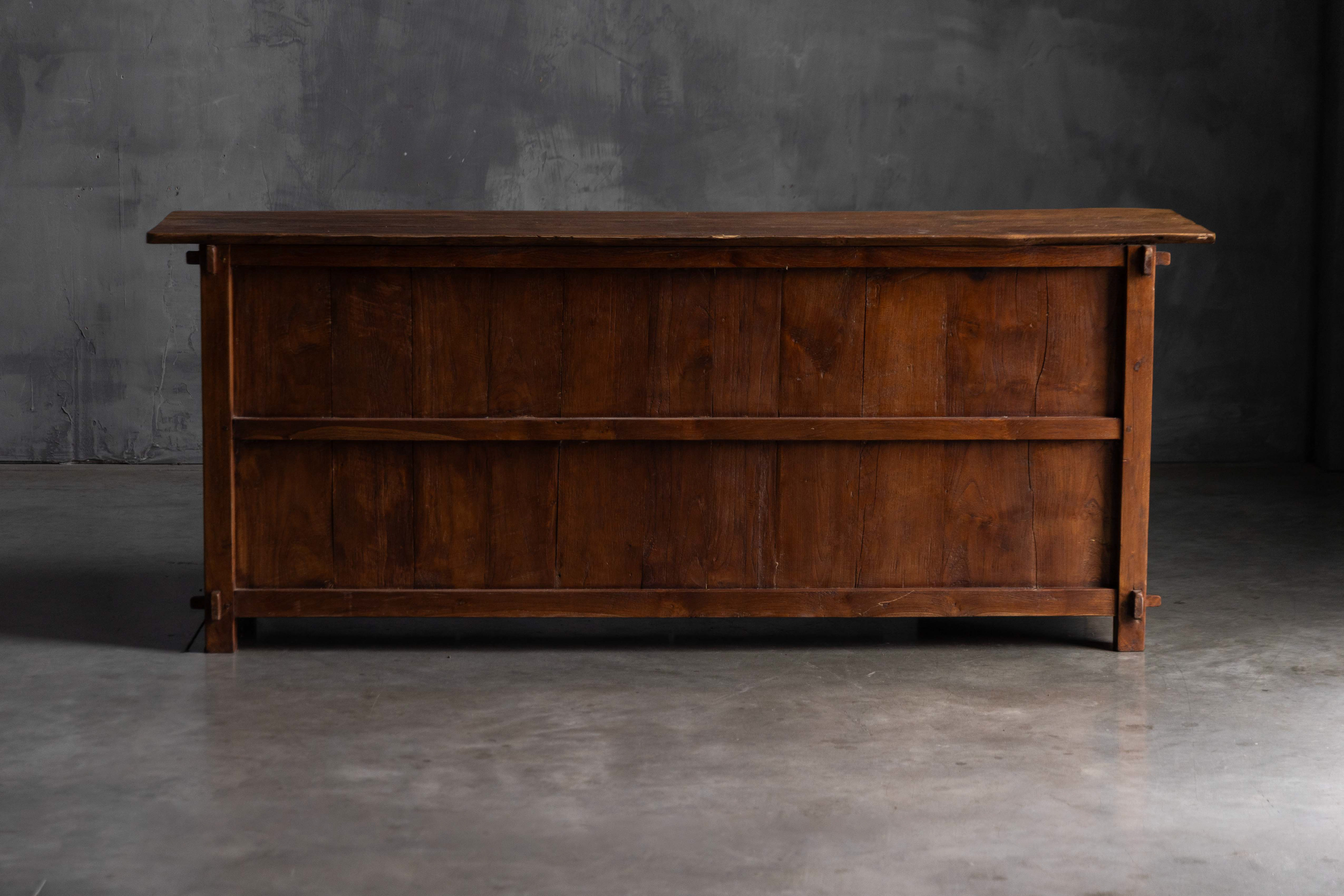 Rustic Brutalist Elm Enfilade, Europe - Mid-20th Century