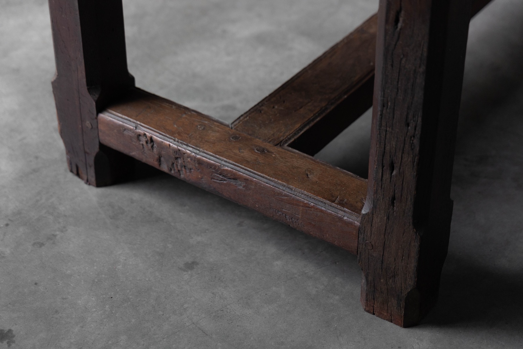 Rustic Brutalist Farm Table in Solid Oak, France - Early 20th Century