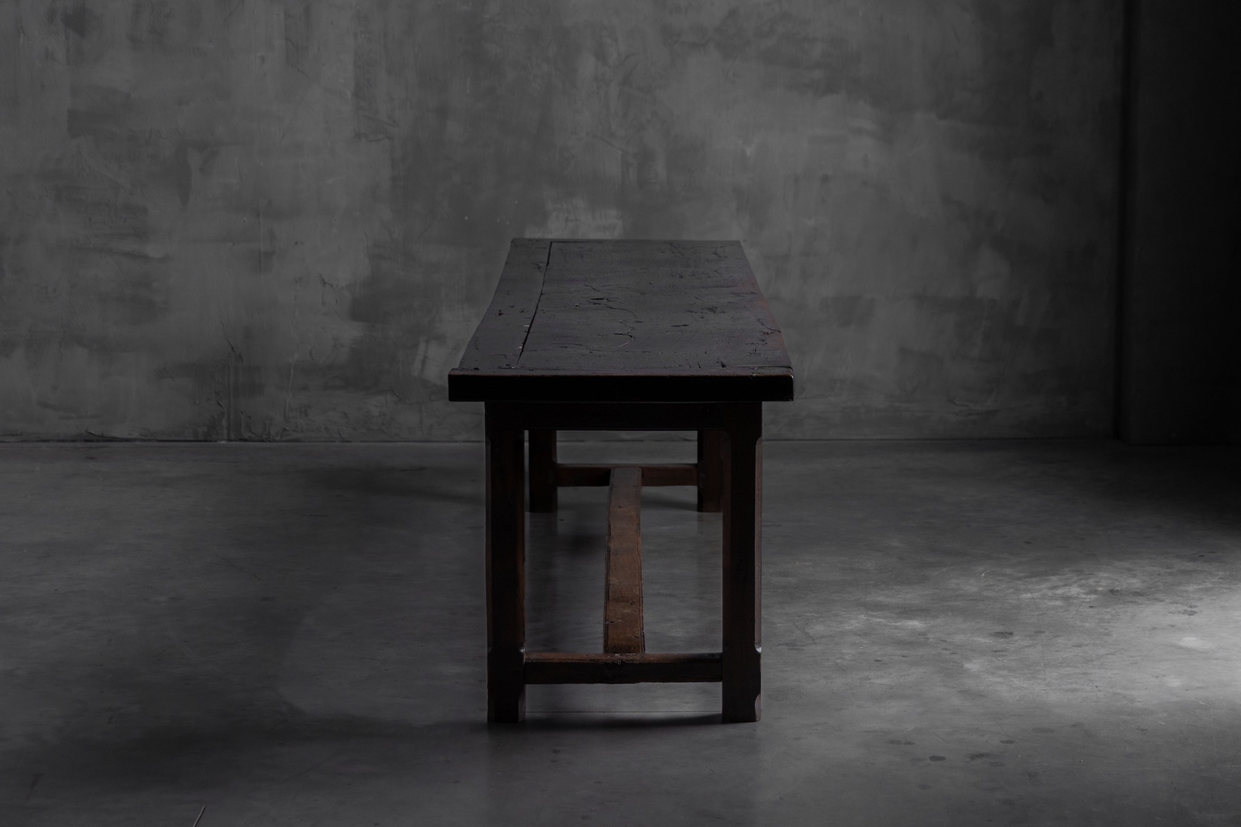 Rustic Brutalist Farm Table in Solid Oak, France - Early 20th Century
