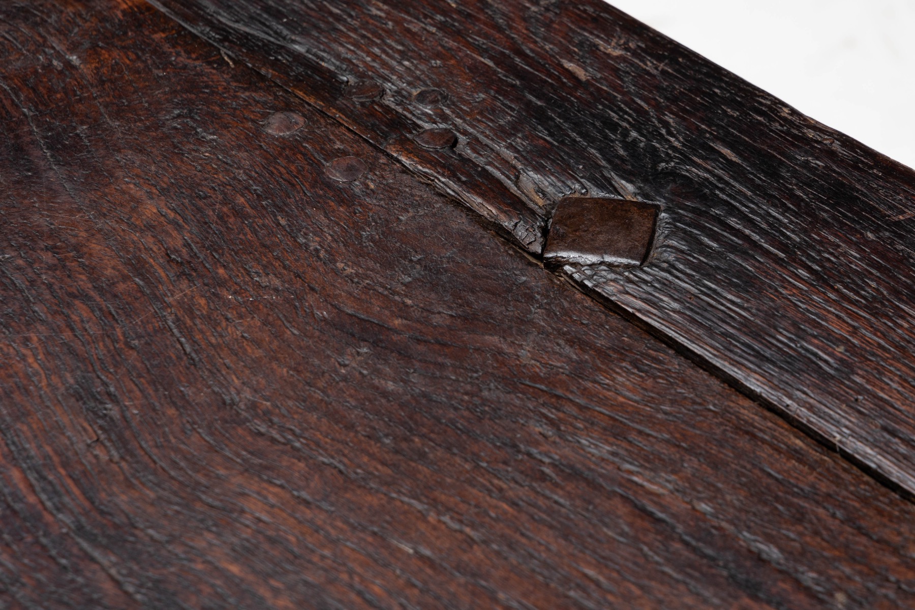Rustic Brutalist Farm Table in Solid Oak, France - Early 20th Century
