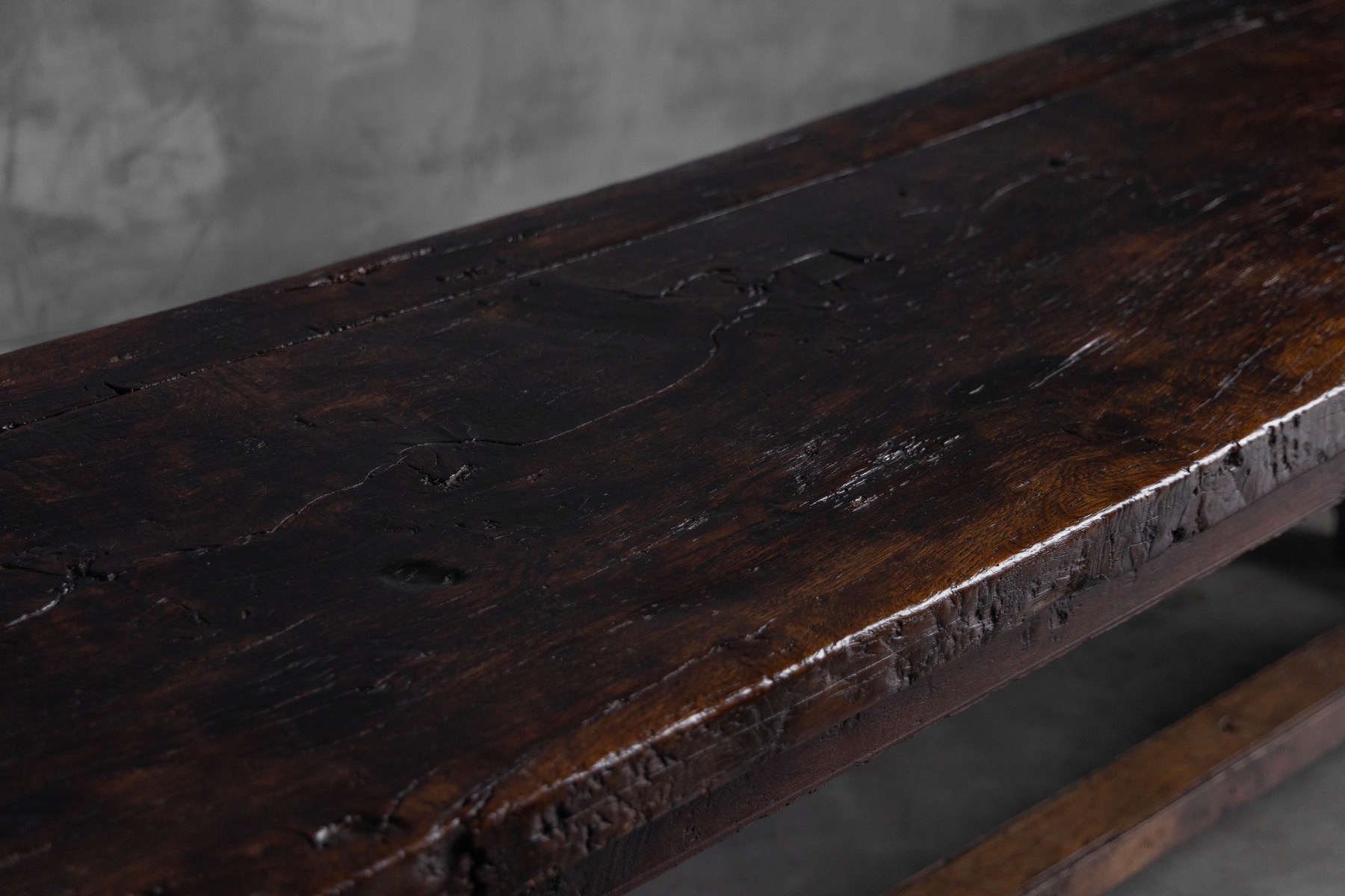 Rustic Brutalist Farm Table in Solid Oak, France - Early 20th Century