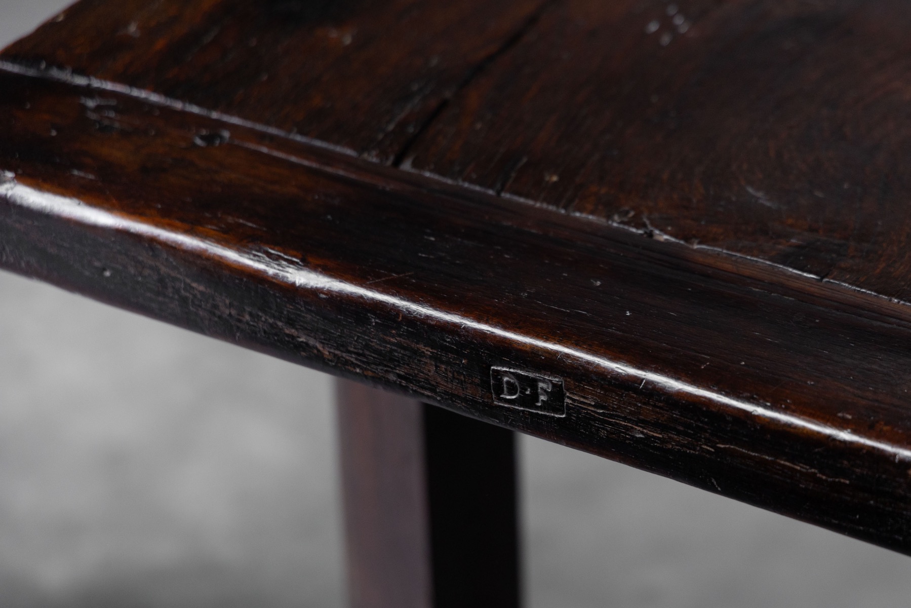 Rustic Brutalist Farm Table in Solid Oak, France - Early 20th Century