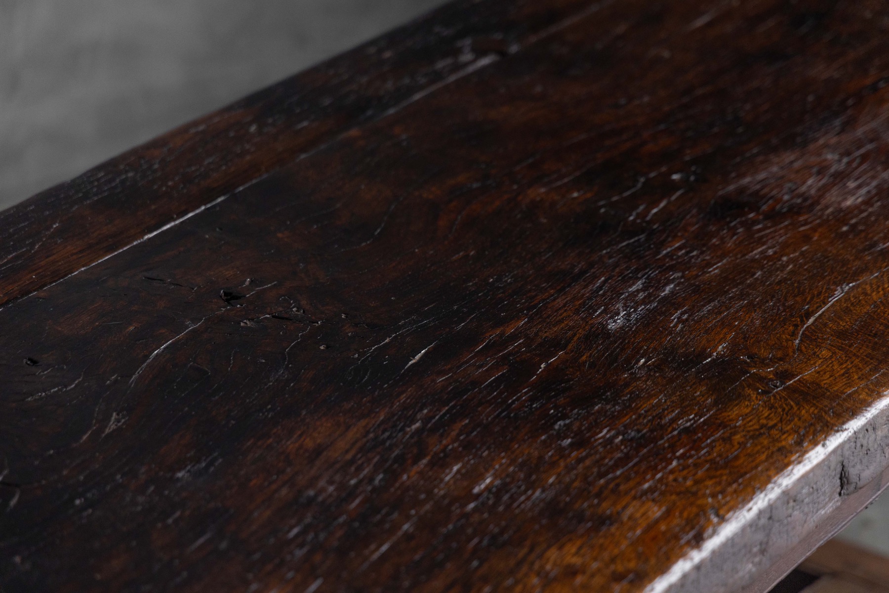 Rustic Brutalist Farm Table in Solid Oak, France - Early 20th Century