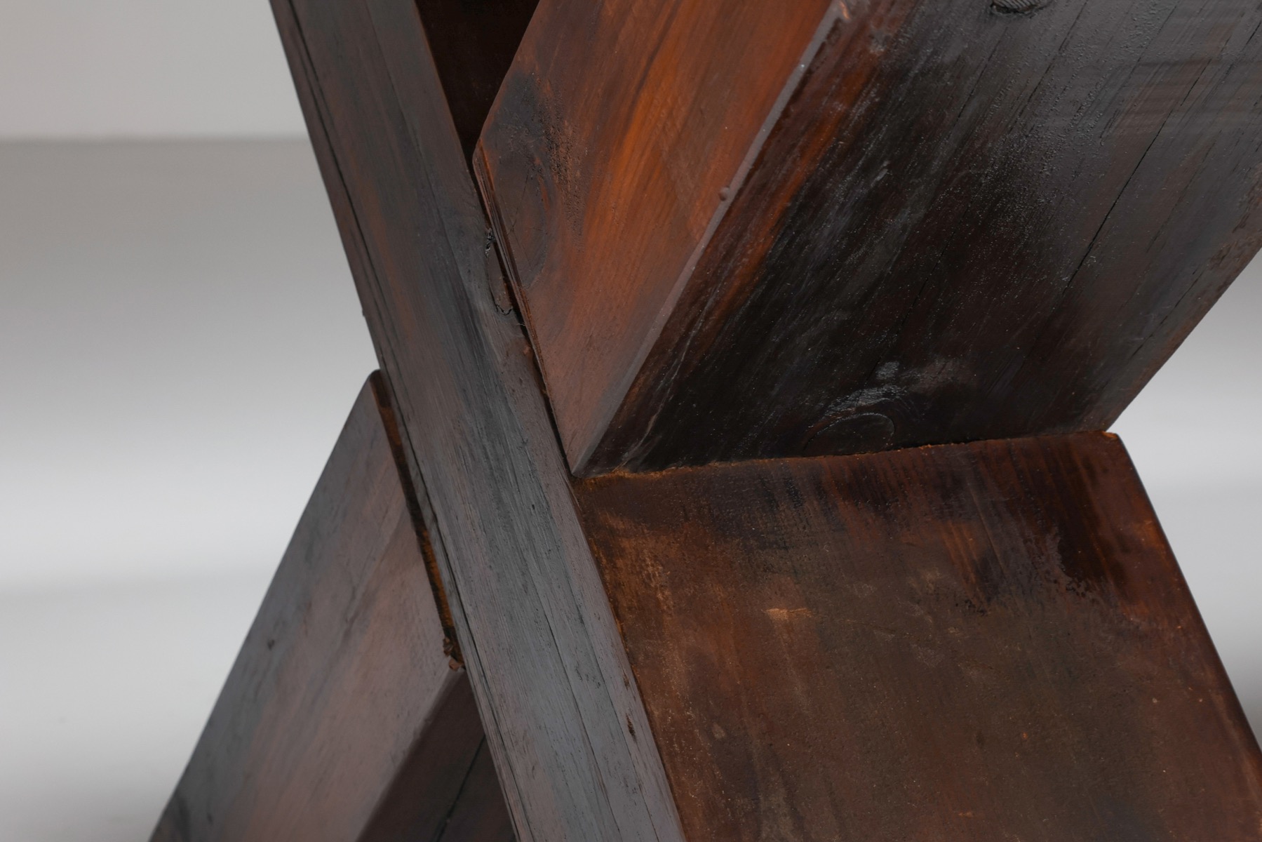 Rustic Brutalist Dark Wooden Dining Table  - 1940's