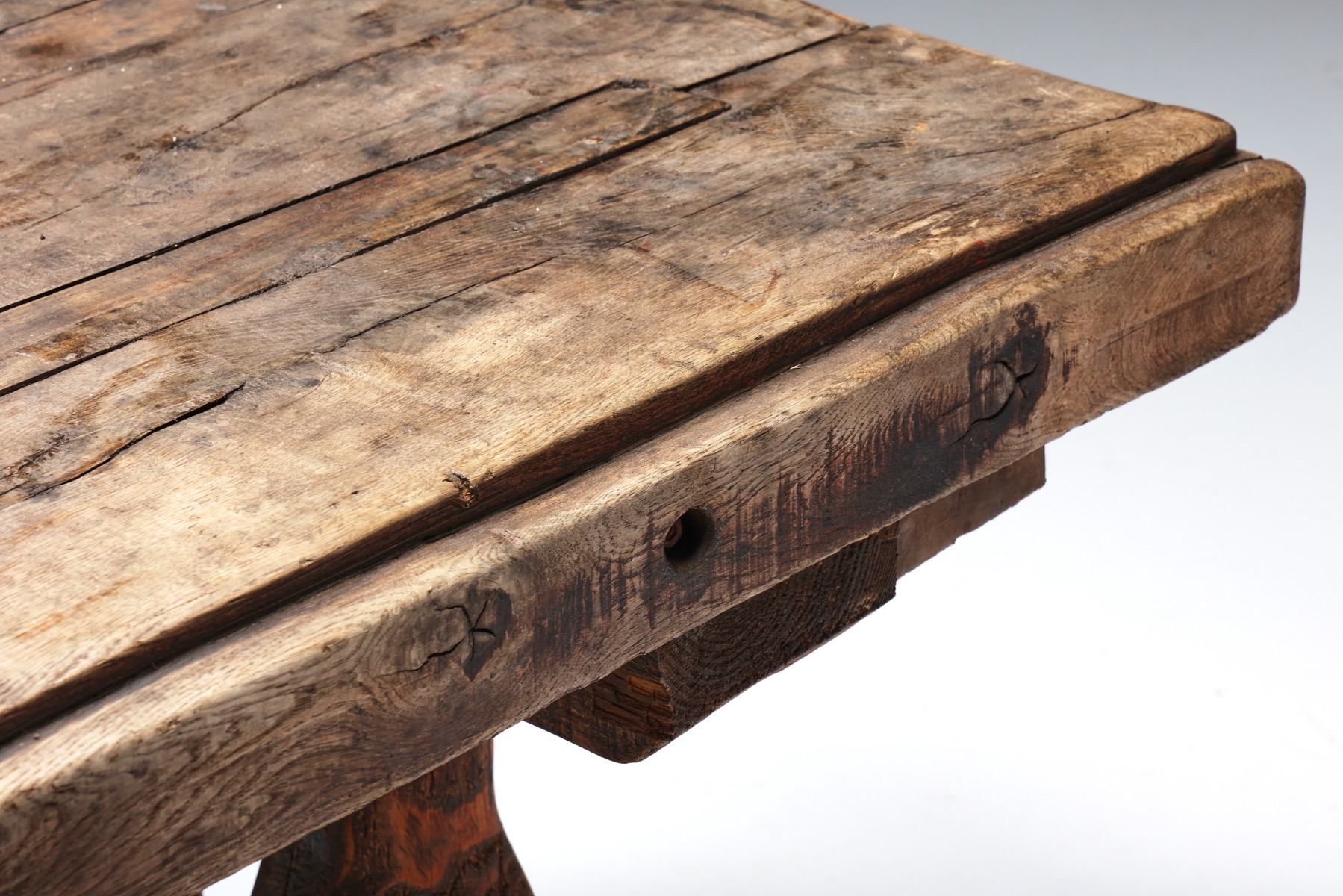 Robust Primitive Dining or Console Table - 19th Century