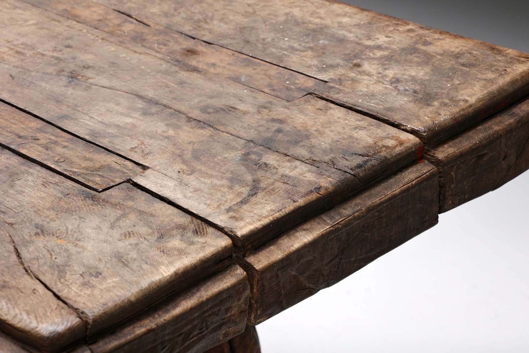 Robust Primitive Dining or Console Table - 19th Century
