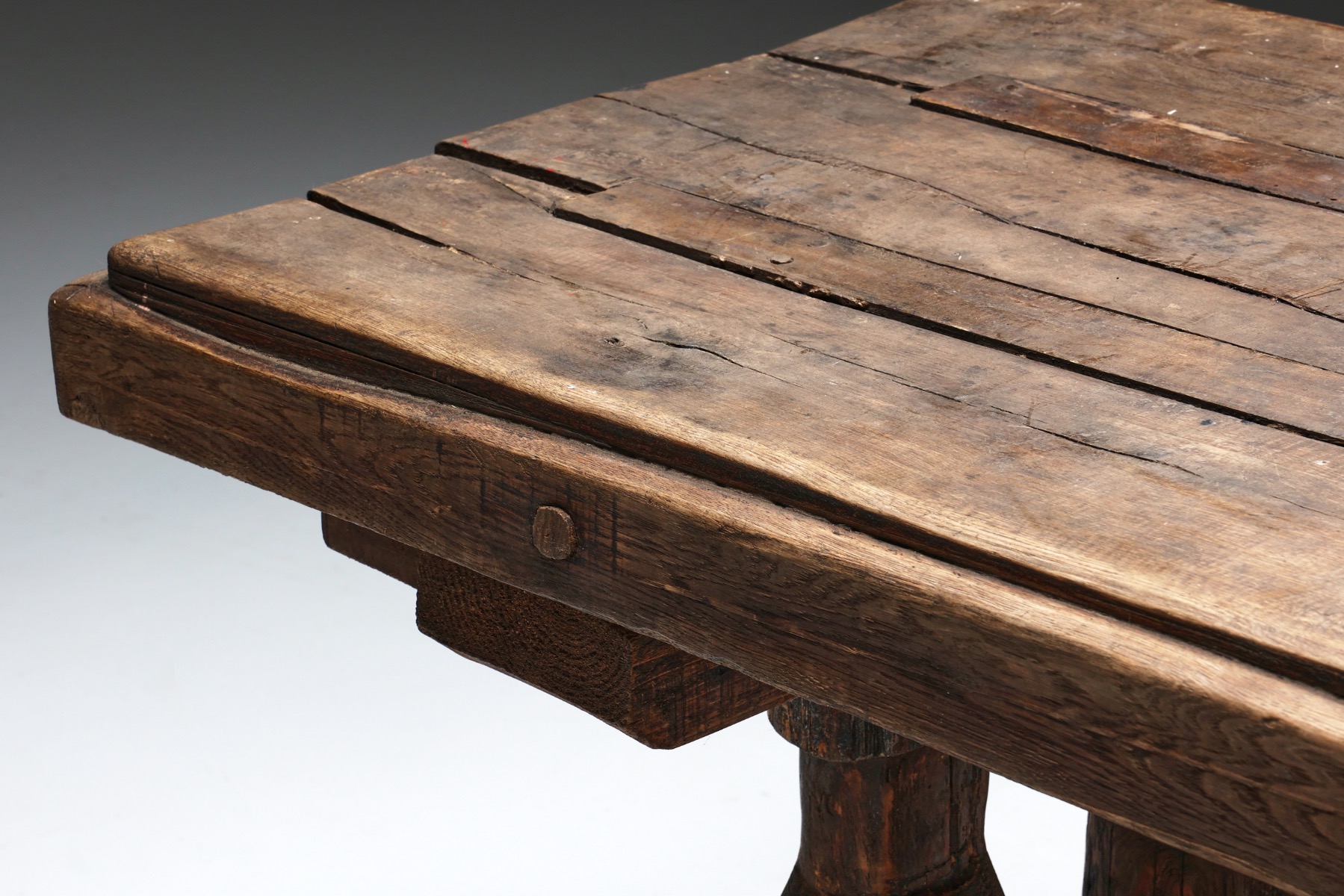 Robust Primitive Dining or Console Table - 19th Century