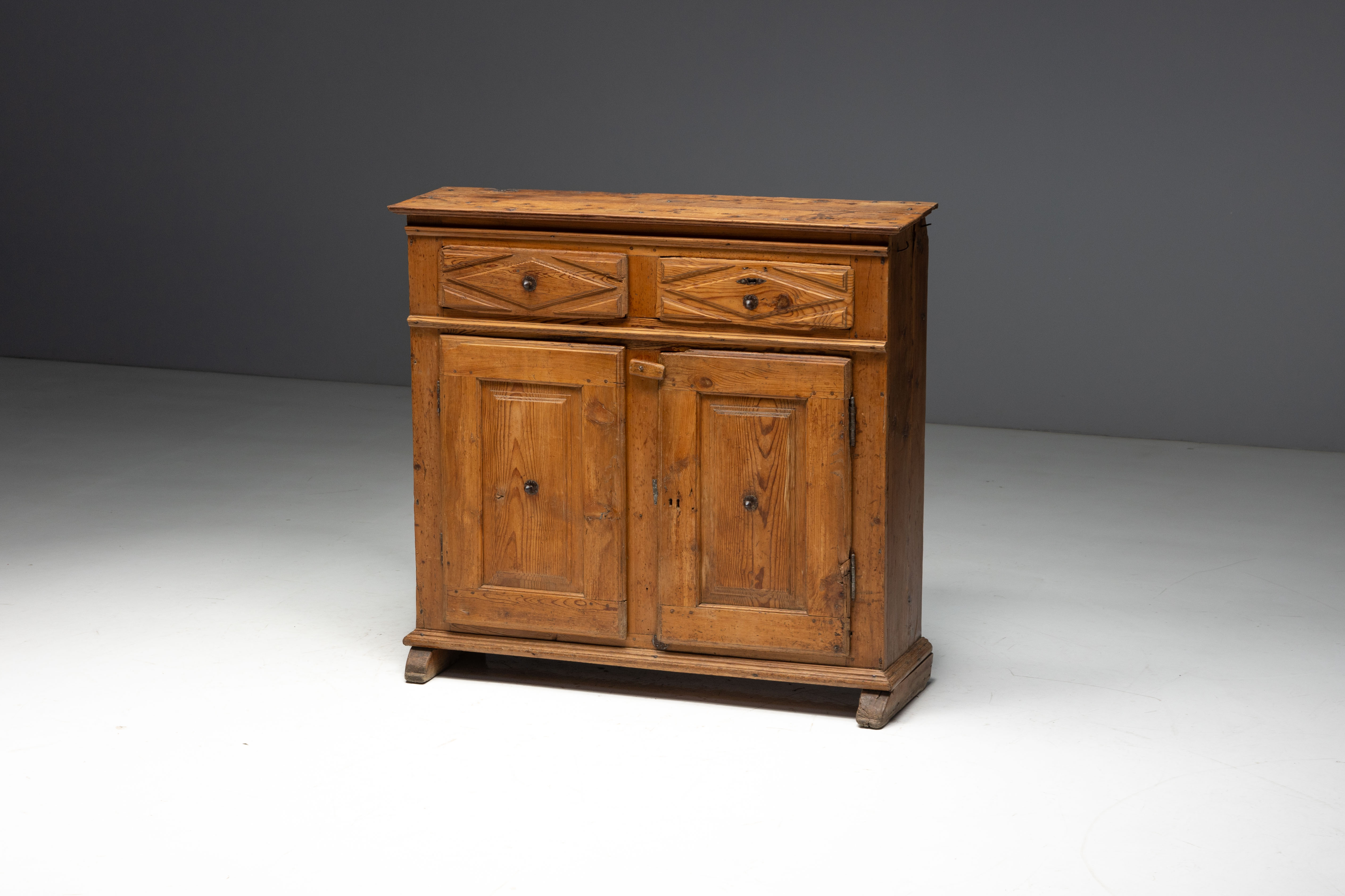 Rustic Folk Art Carved Cabinet - 19th Century 