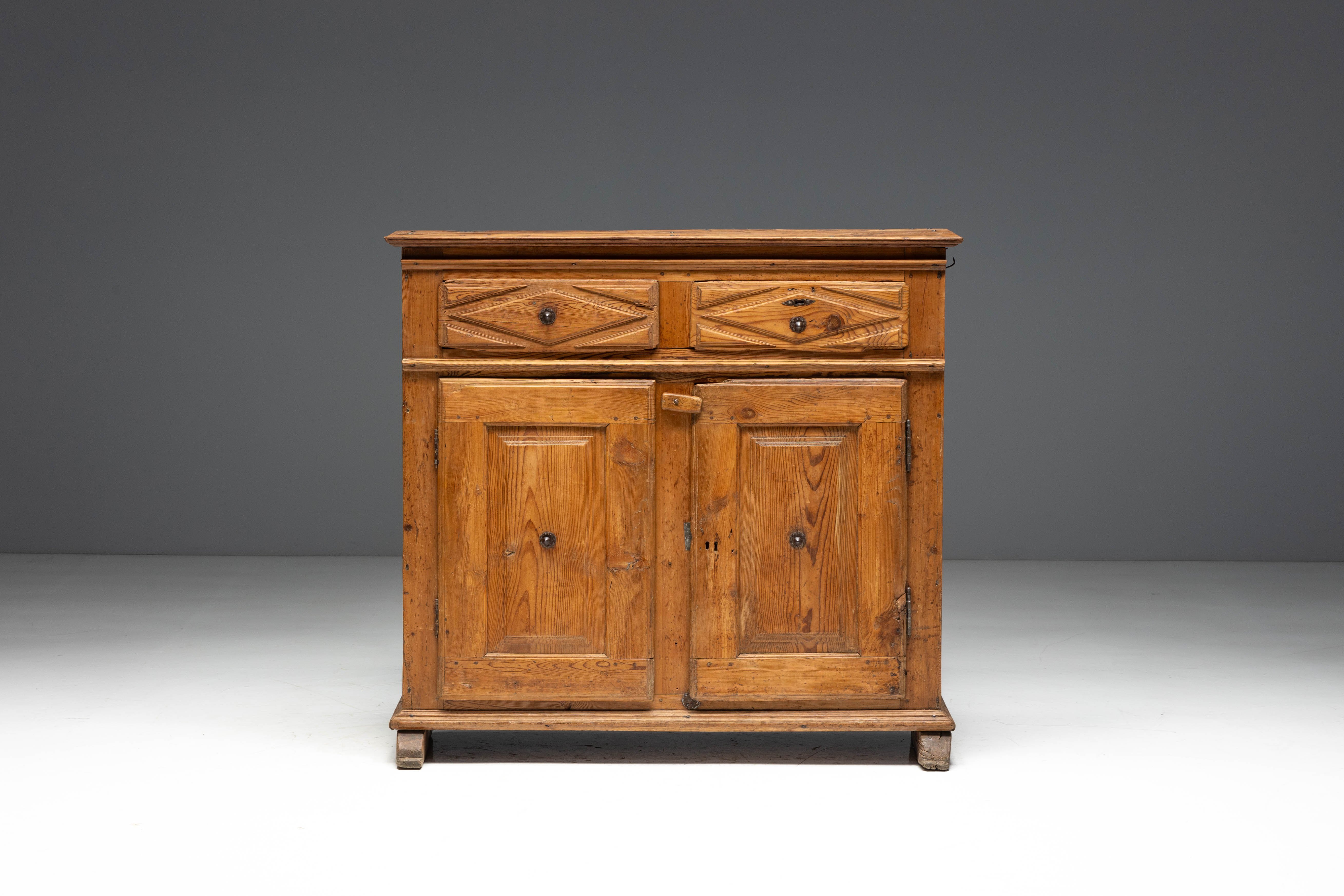 Rustic Folk Art Carved Cabinet - 19th Century 