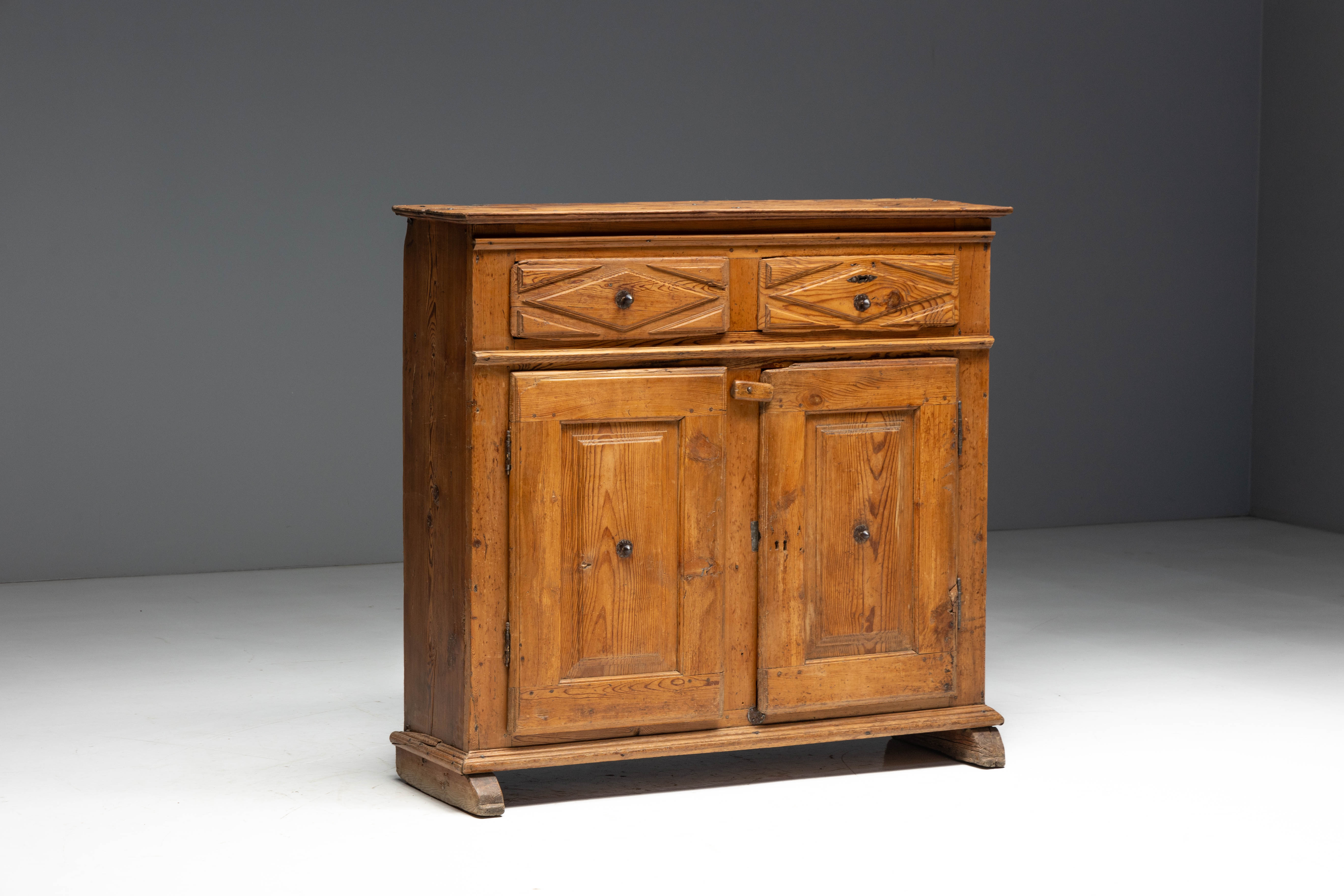 Rustic Folk Art Carved Cabinet - 19th Century 