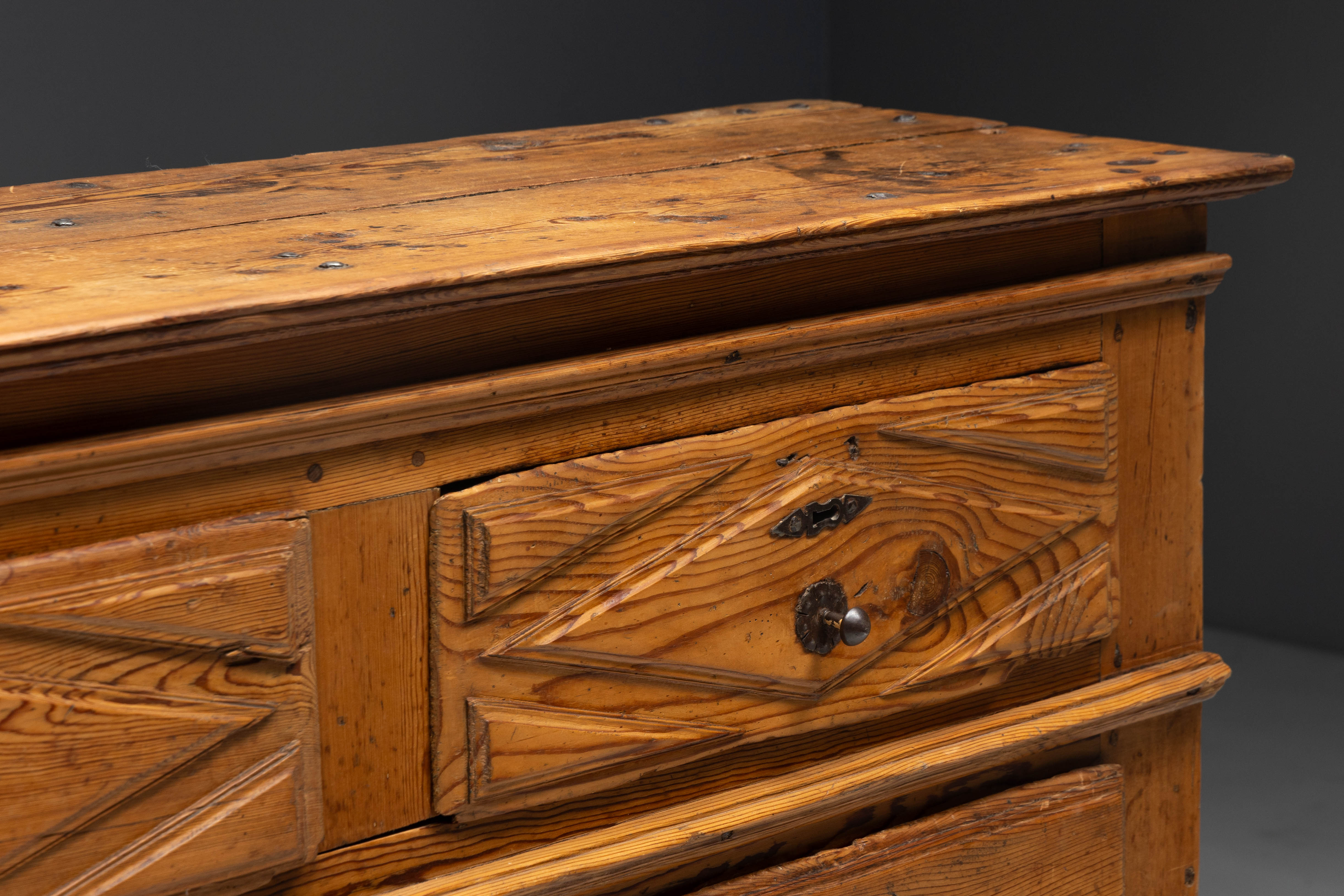 Rustic Folk Art Carved Cabinet - 19th Century 