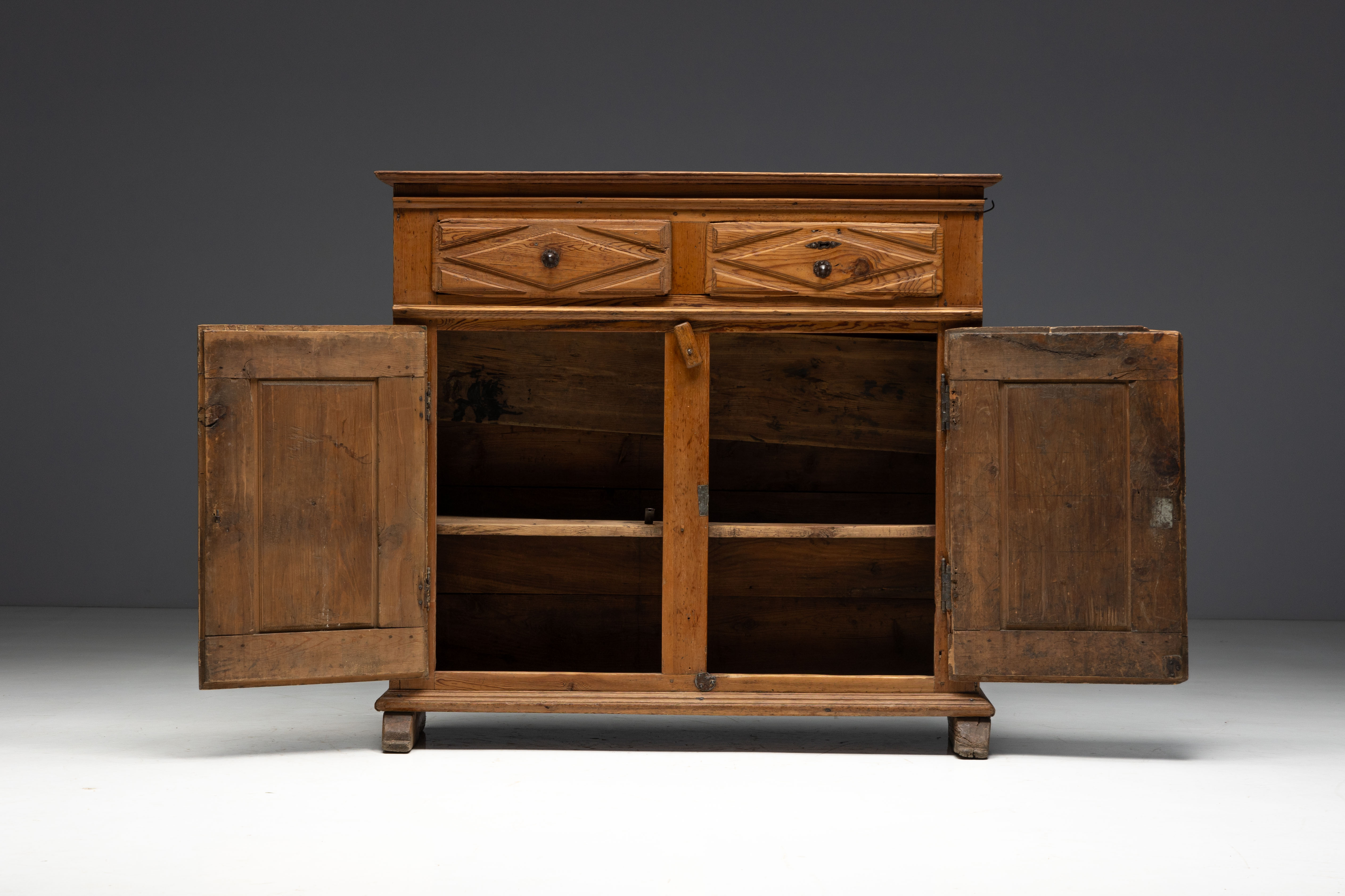Rustic Folk Art Carved Cabinet - 19th Century 