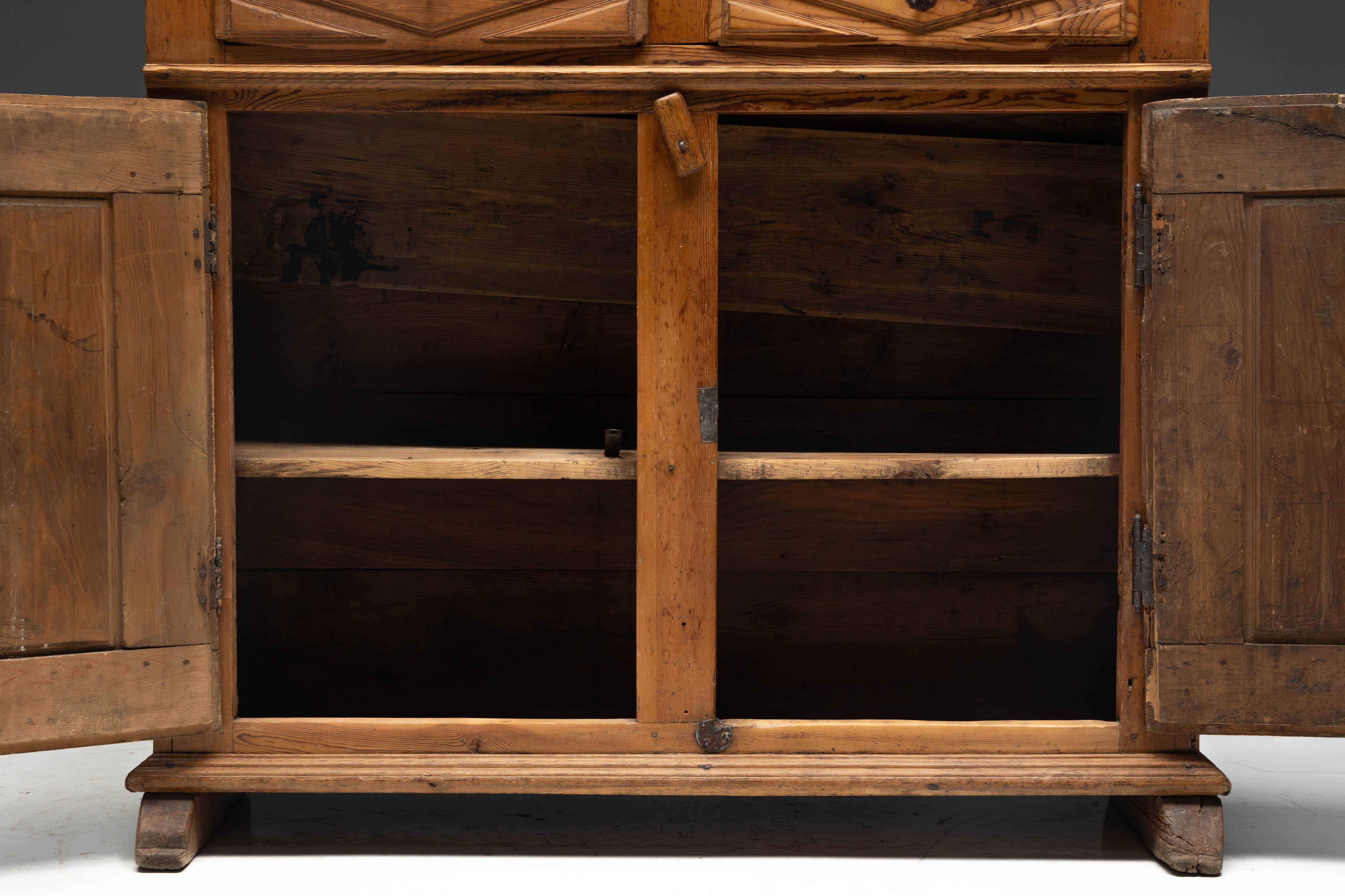 Rustic Folk Art Carved Cabinet - 19th Century 