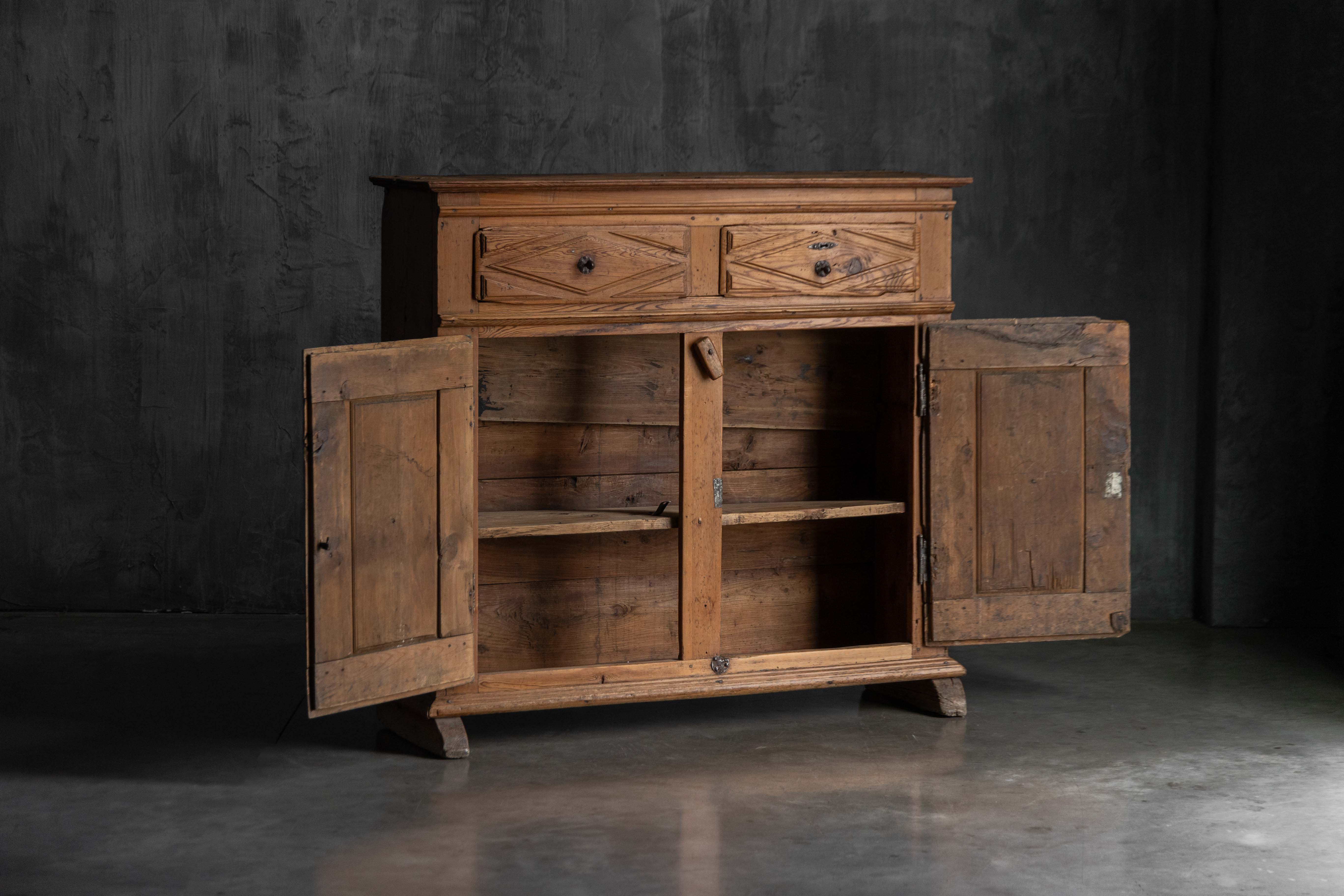 Rustic Folk Art Carved Cabinet - 19th Century 