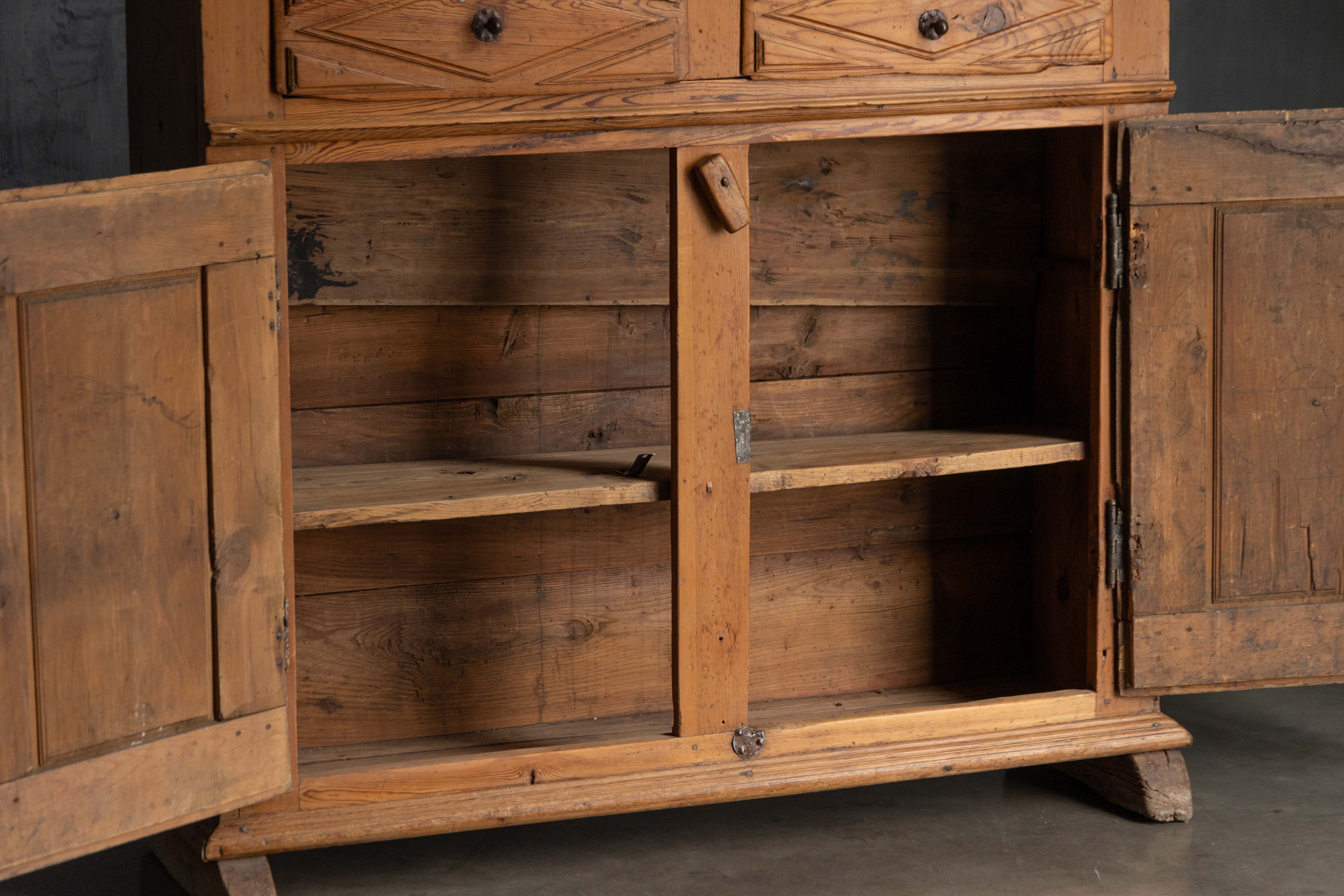 Rustic Folk Art Carved Cabinet - 19th Century 