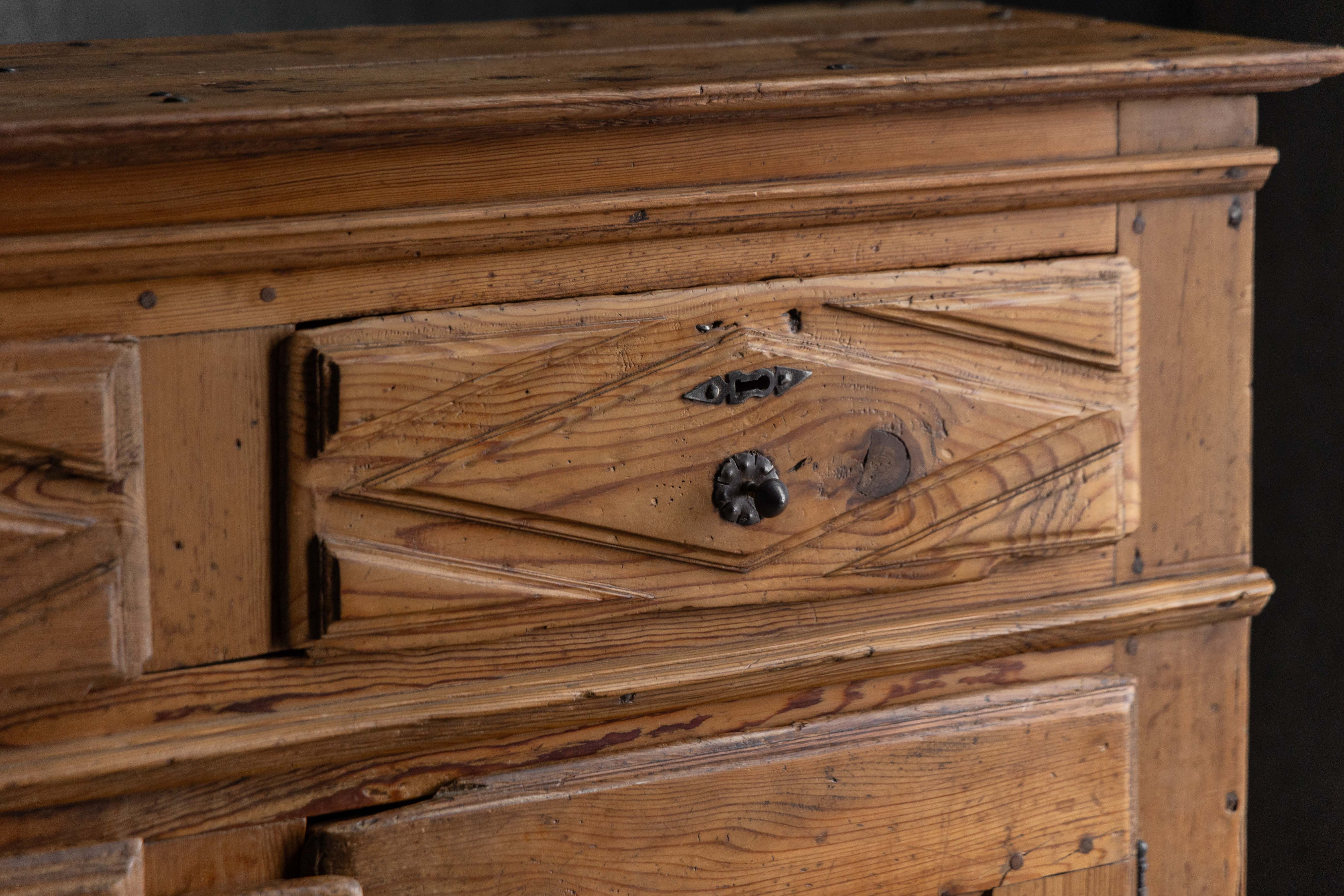 Rustic Folk Art Carved Cabinet - 19th Century 