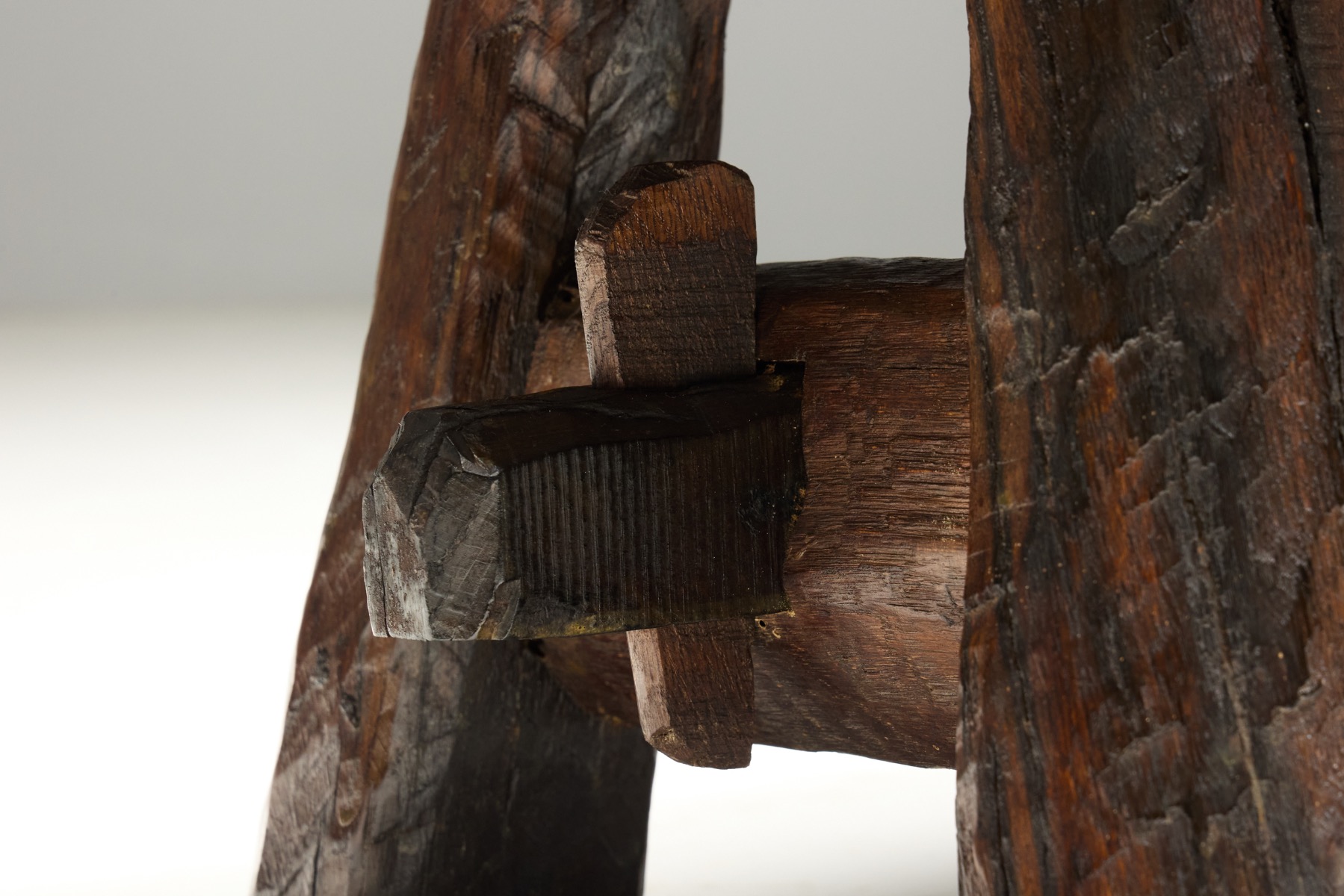 Rustic Hand-Carved Side Table, France – 19th Century