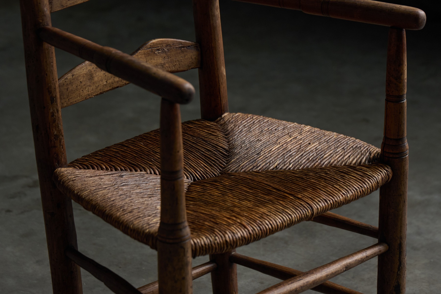 Rustic Ladder-Back Armchair, France – Early 20th Century