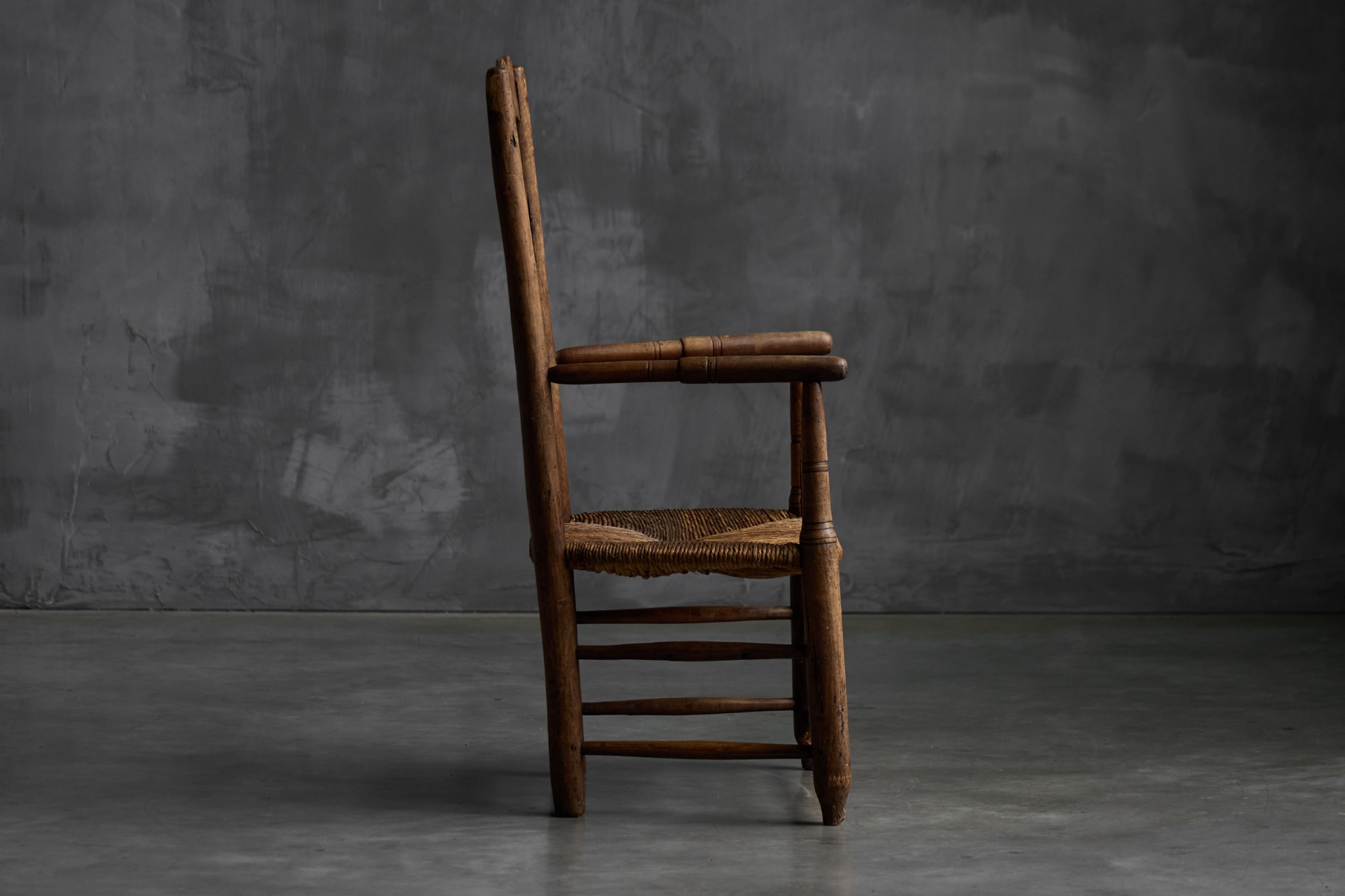 Rustic Ladder-Back Armchair, France – Early 20th Century