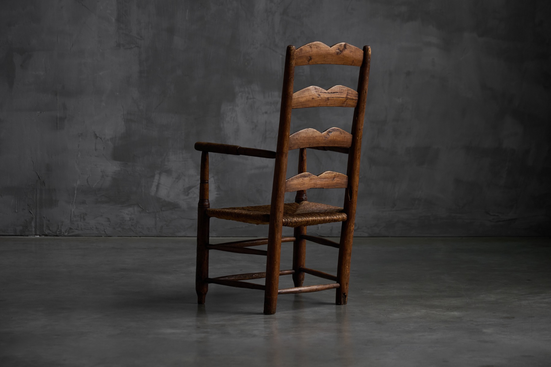Rustic Ladder-Back Armchair, France – Early 20th Century
