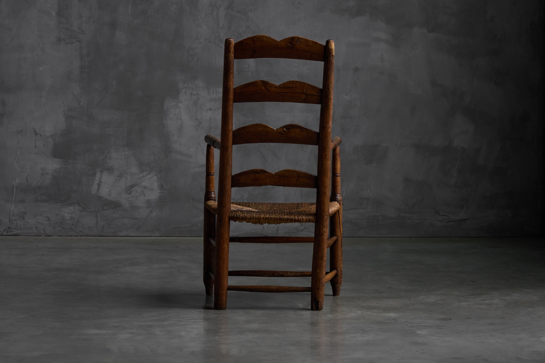 Rustic Ladder-Back Armchair, France – Early 20th Century