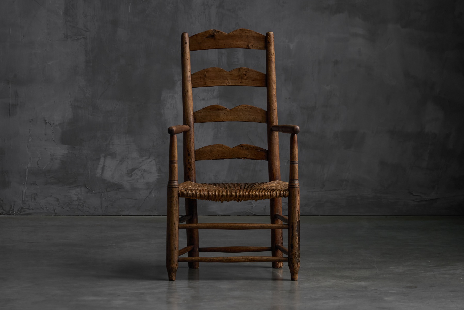 Rustic Ladder-Back Armchair, France – Early 20th Century