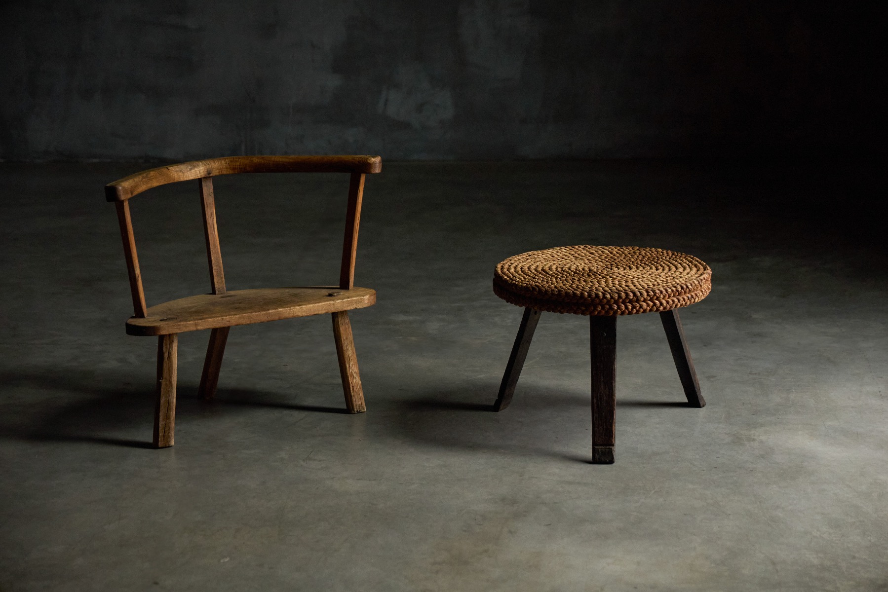 Rustic Low Side Table - 1950s