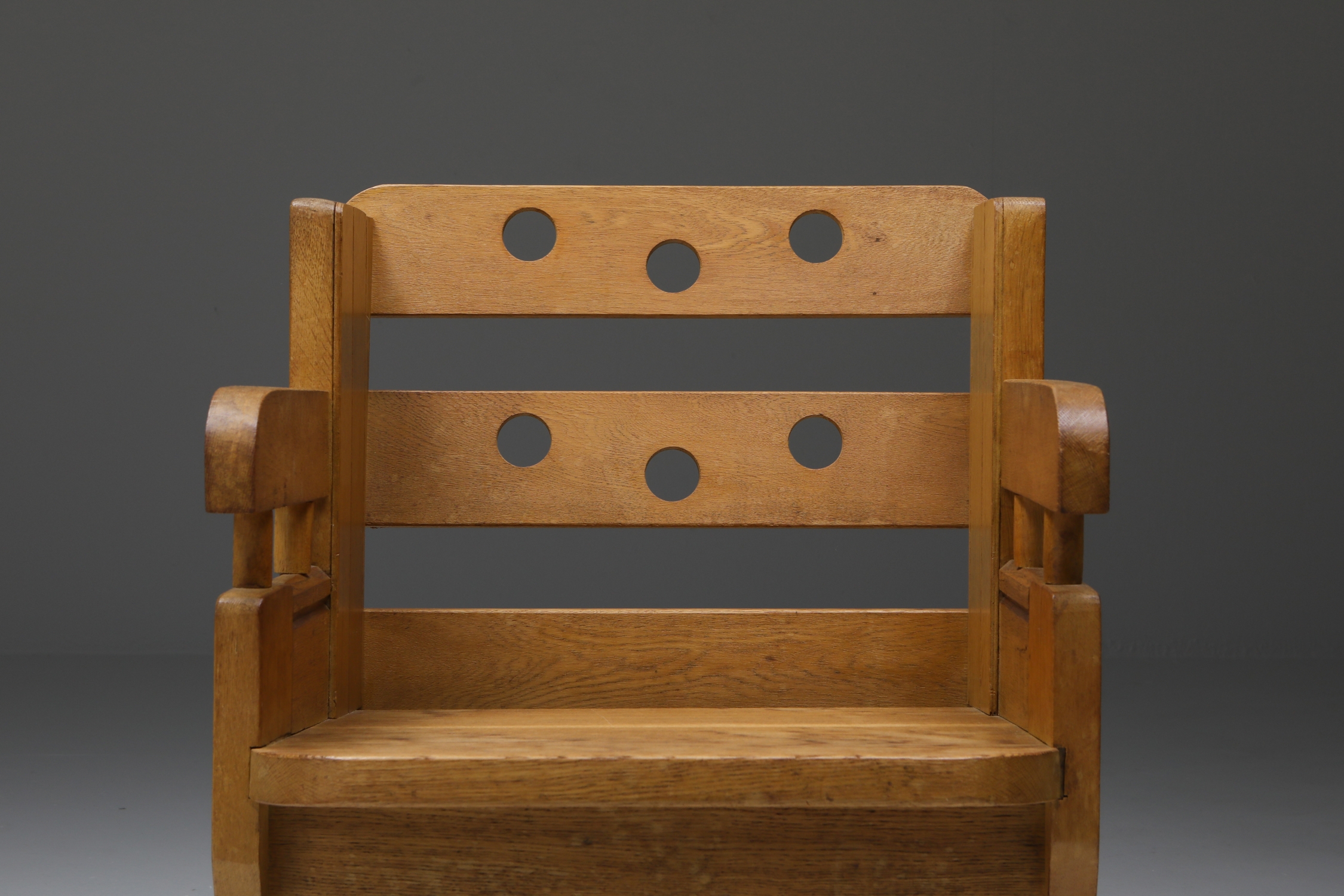 Rustic Modern Armchair In Oak - 1960s