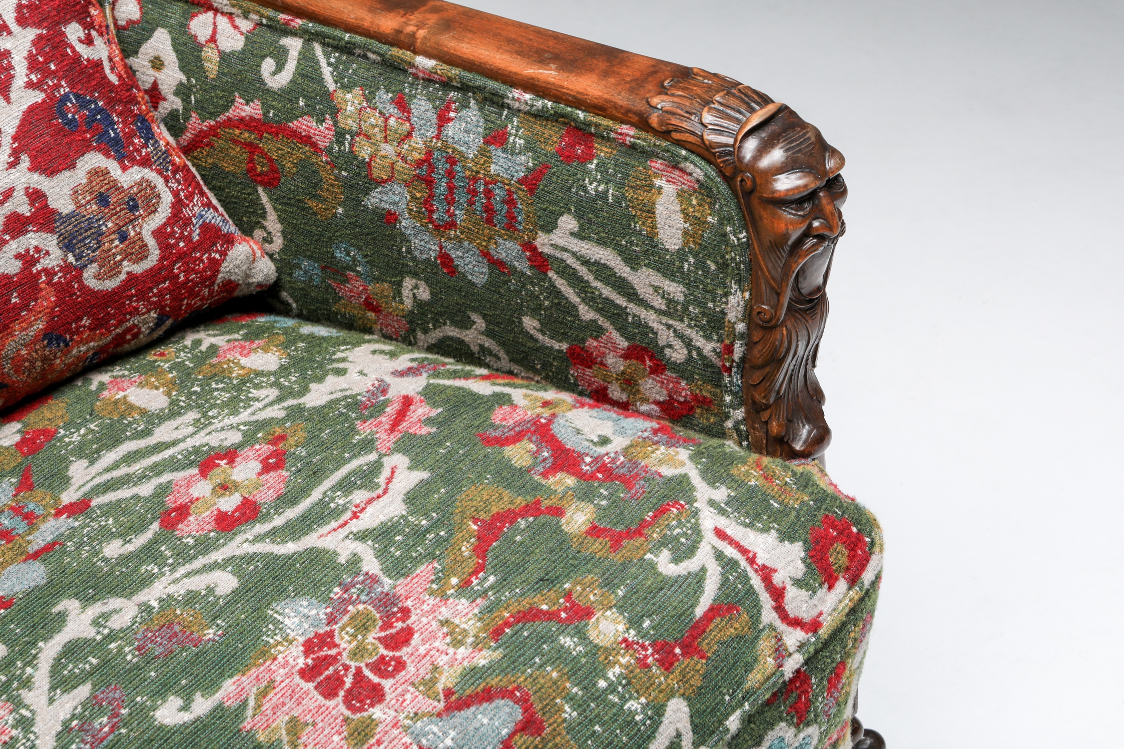 Chippendale Style Armchair with Claw Feet & Pierre Frey Jacquard - 1900s