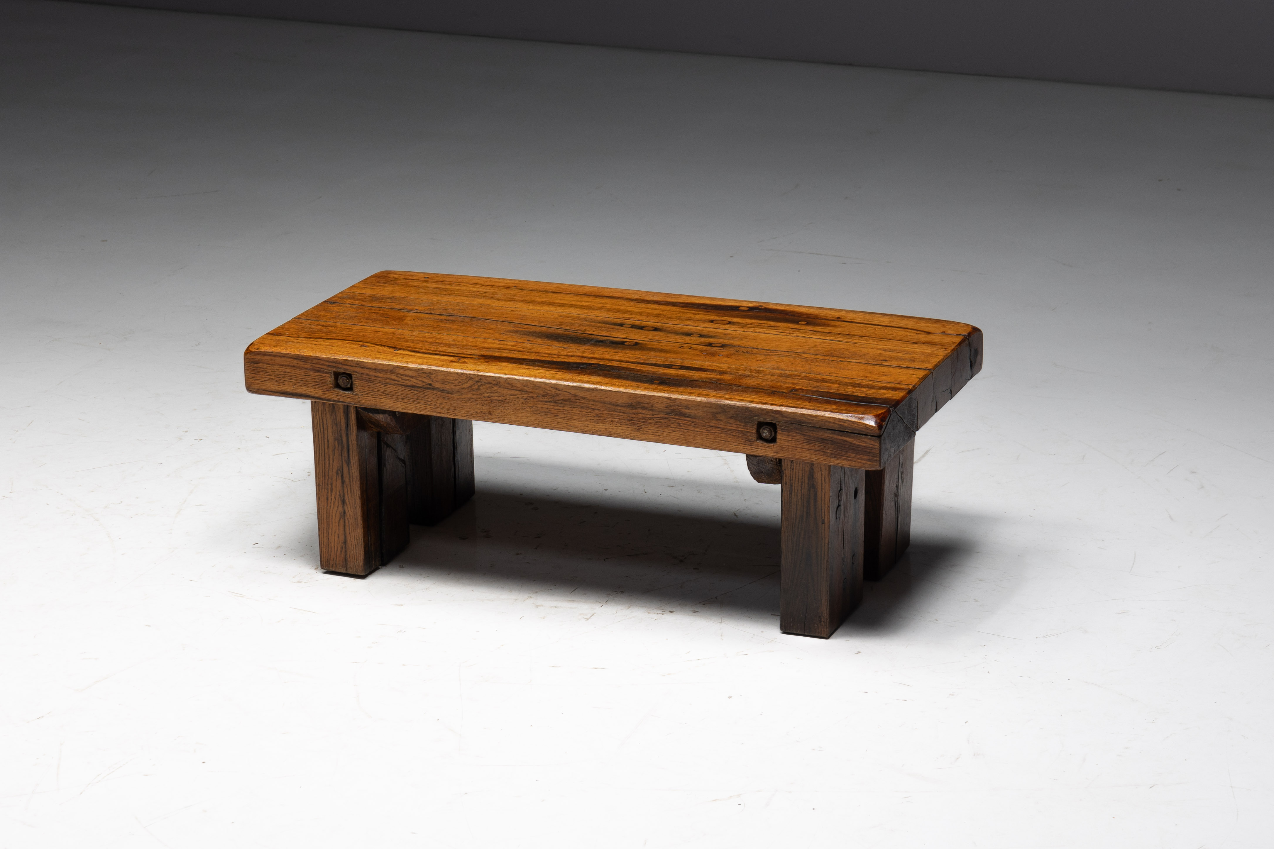 Rustic Oak Coffee Table - Mid-20th Century