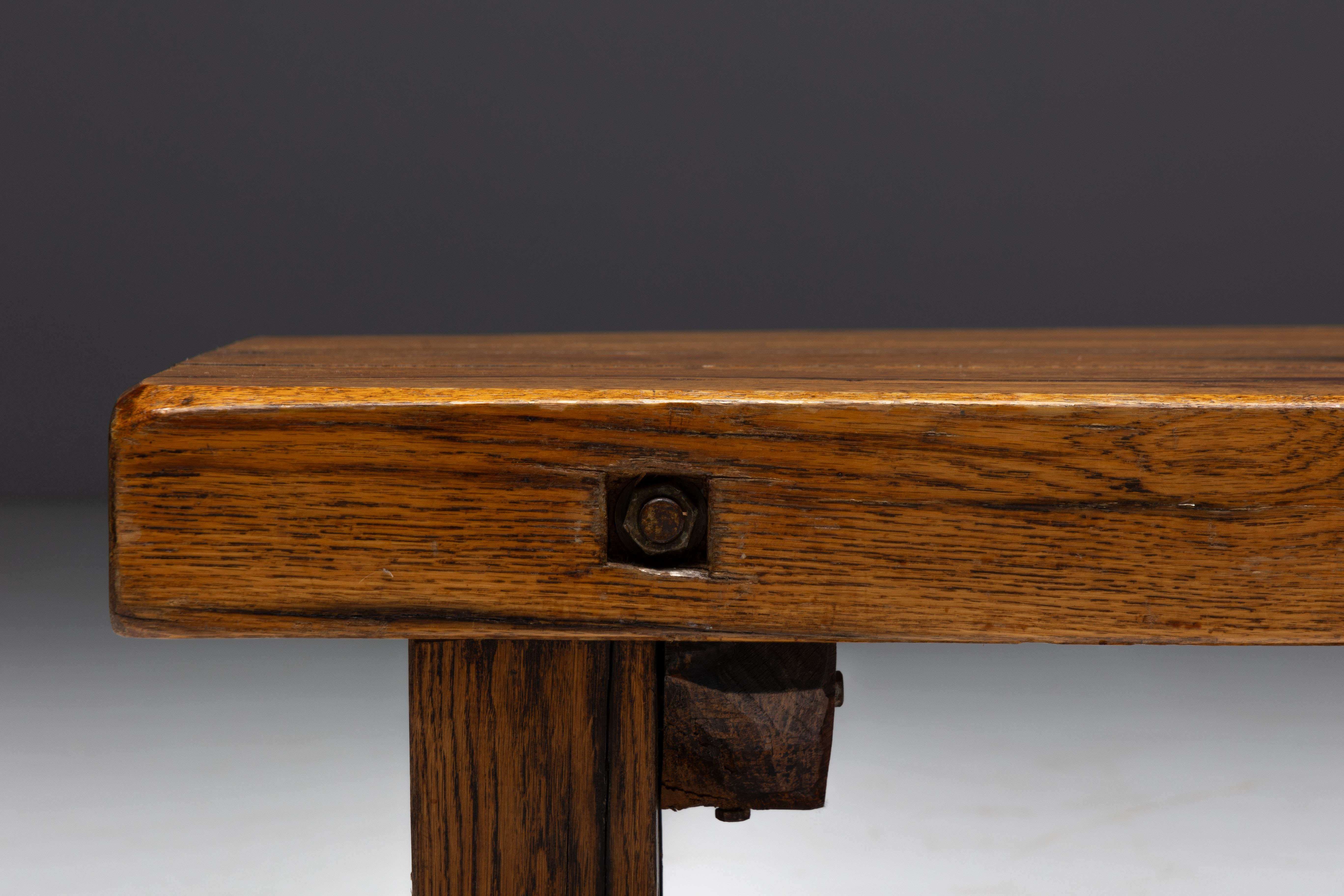 Rustic Oak Coffee Table - Mid-20th Century